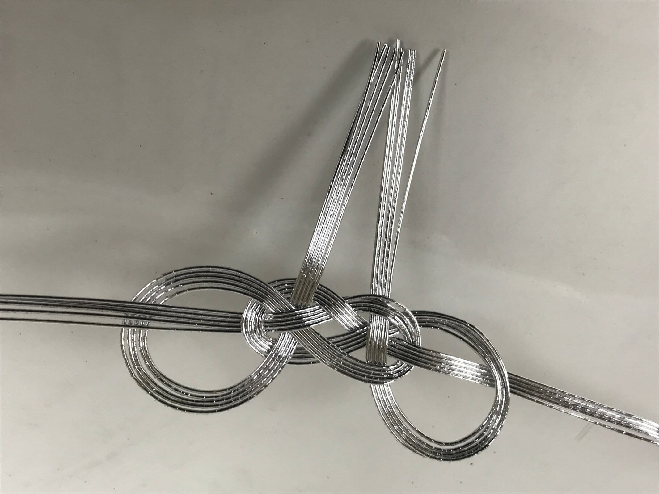 Japanese Awaji-Musubi Mizuhiki Ceremonial Knot 4pc Funeral Soushiki Silver BA830