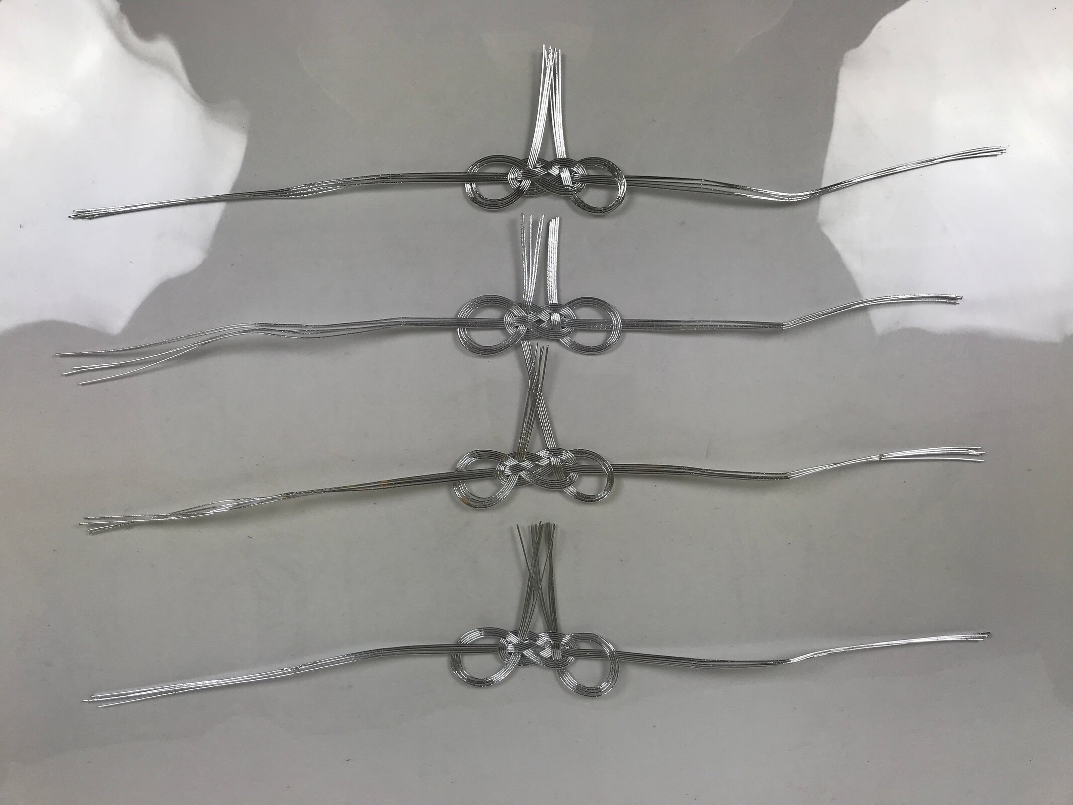 Japanese Awaji-Musubi Mizuhiki Ceremonial Knot 4pc Funeral Soushiki Silver BA831