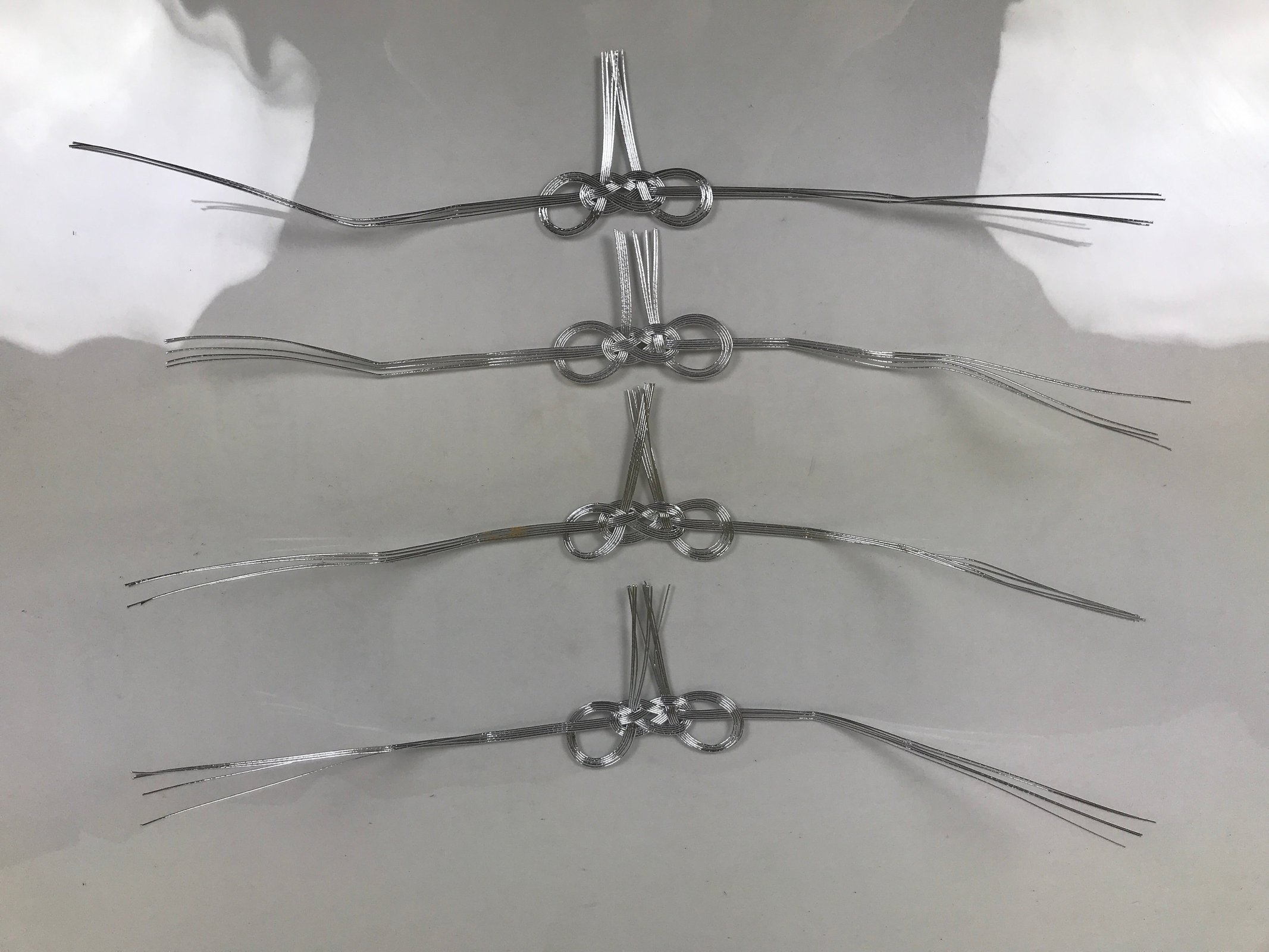 Japanese Awaji-Musubi Mizuhiki Ceremonial Knot 4pc Funeral Soushiki Silver BA831