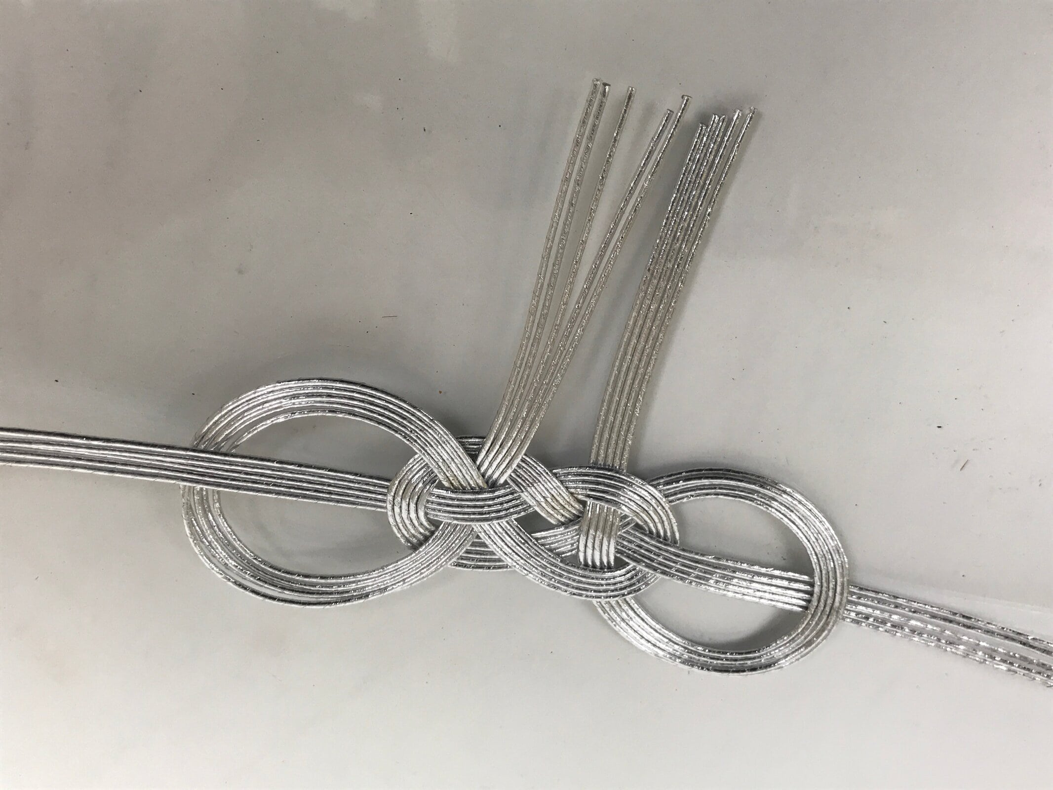 Japanese Awaji-Musubi Mizuhiki Ceremonial Knot 4pc Funeral Soushiki Silver BA831