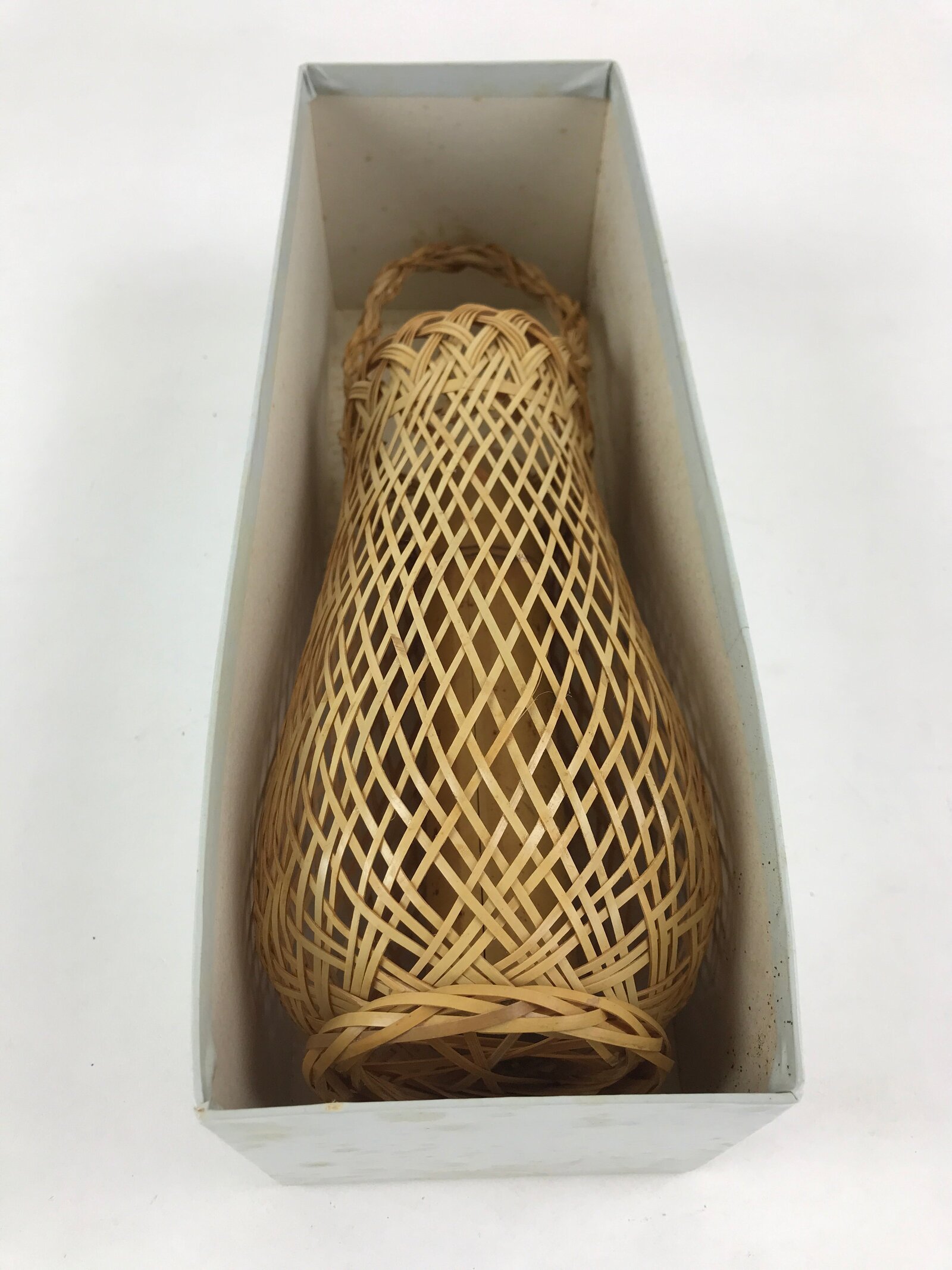 Japanese Bamboo Basket Flower Vase Vtg Kago Ikebana Arrangement Kado B215