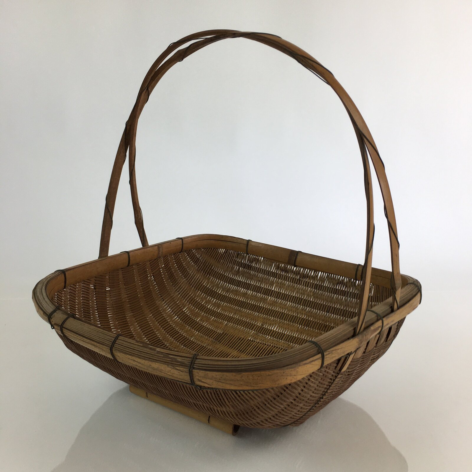 Japanese Bamboo Basket Kago Zaru Vtg Ikebana Flower Arrangement B201