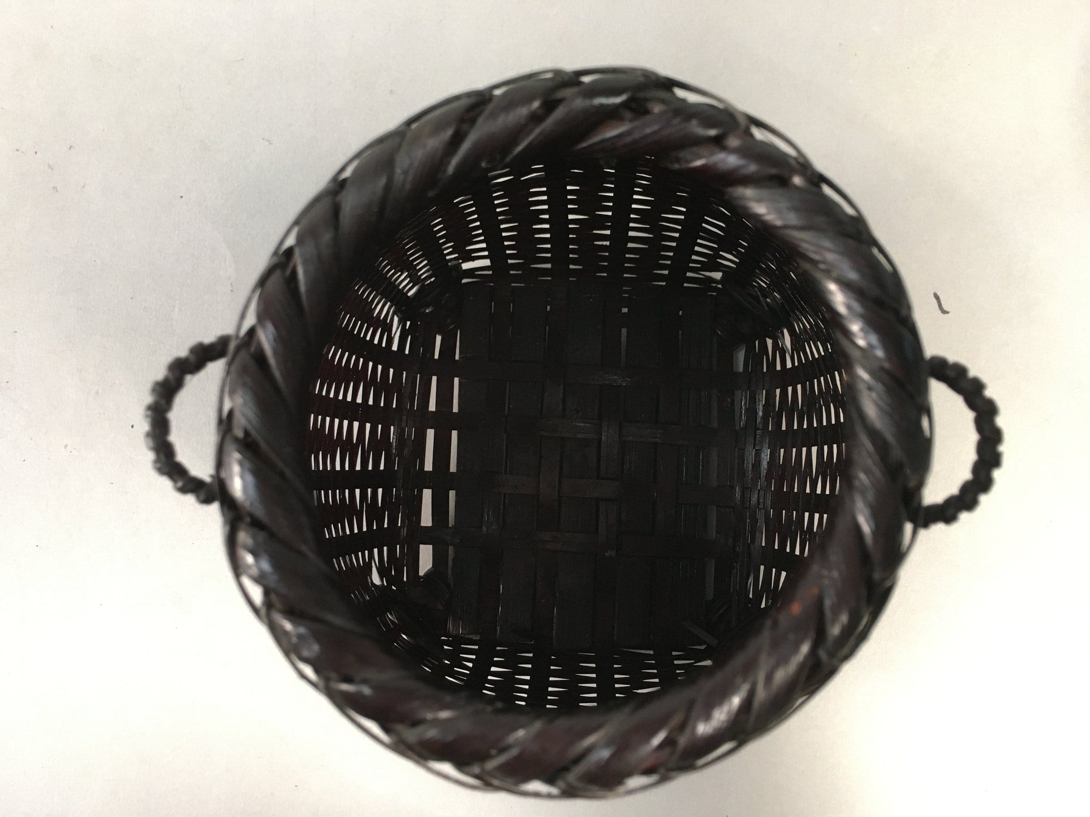 Japanese Bamboo Basket Vtg Flower Vase Ikebana Arrangement Kado B137