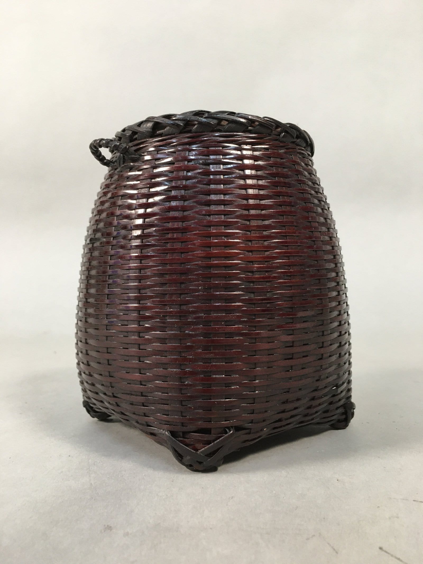 Japanese Bamboo Basket Vtg Flower Vase Ikebana Arrangement Kado B137