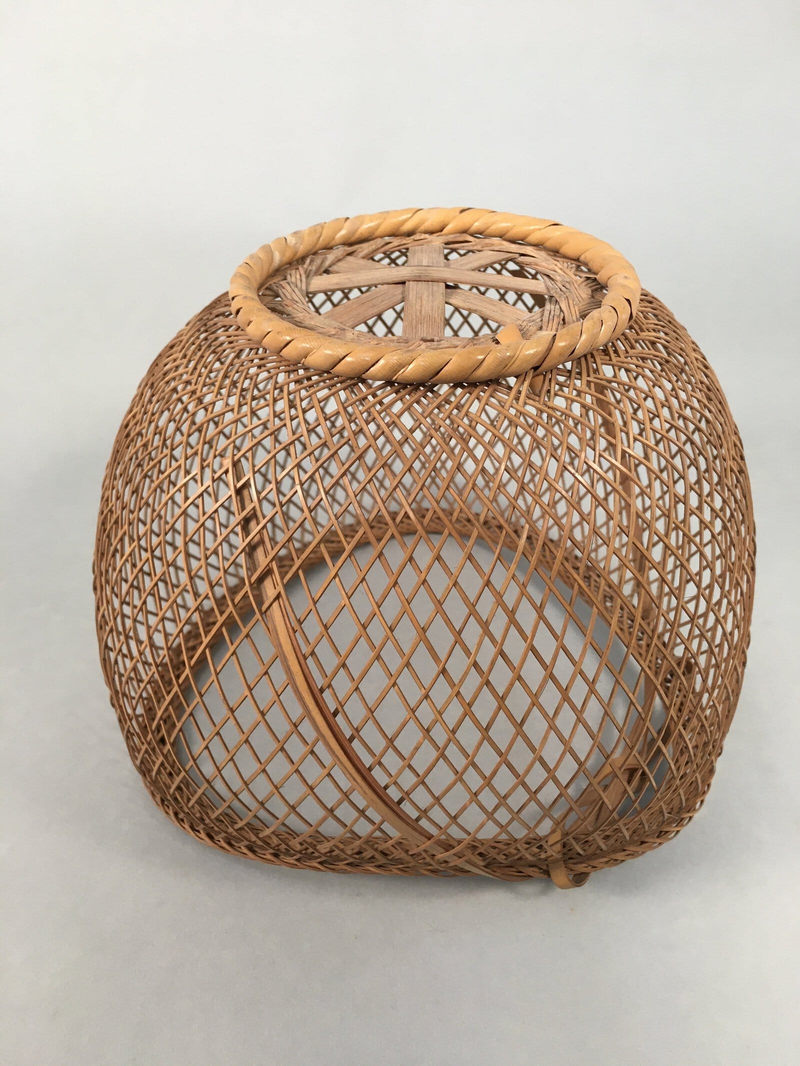 Japanese Bamboo Basket Vtg Flower Vase Ikebana Arrangement Kado B143