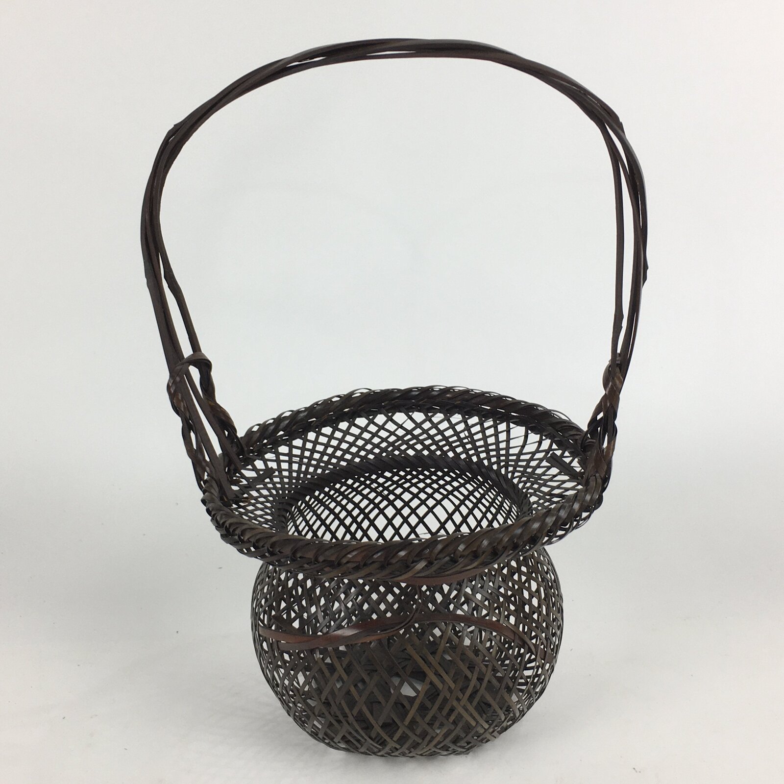 Japanese Bamboo Basket Vtg Ikebana Flower Arrangement Kado Kago B161