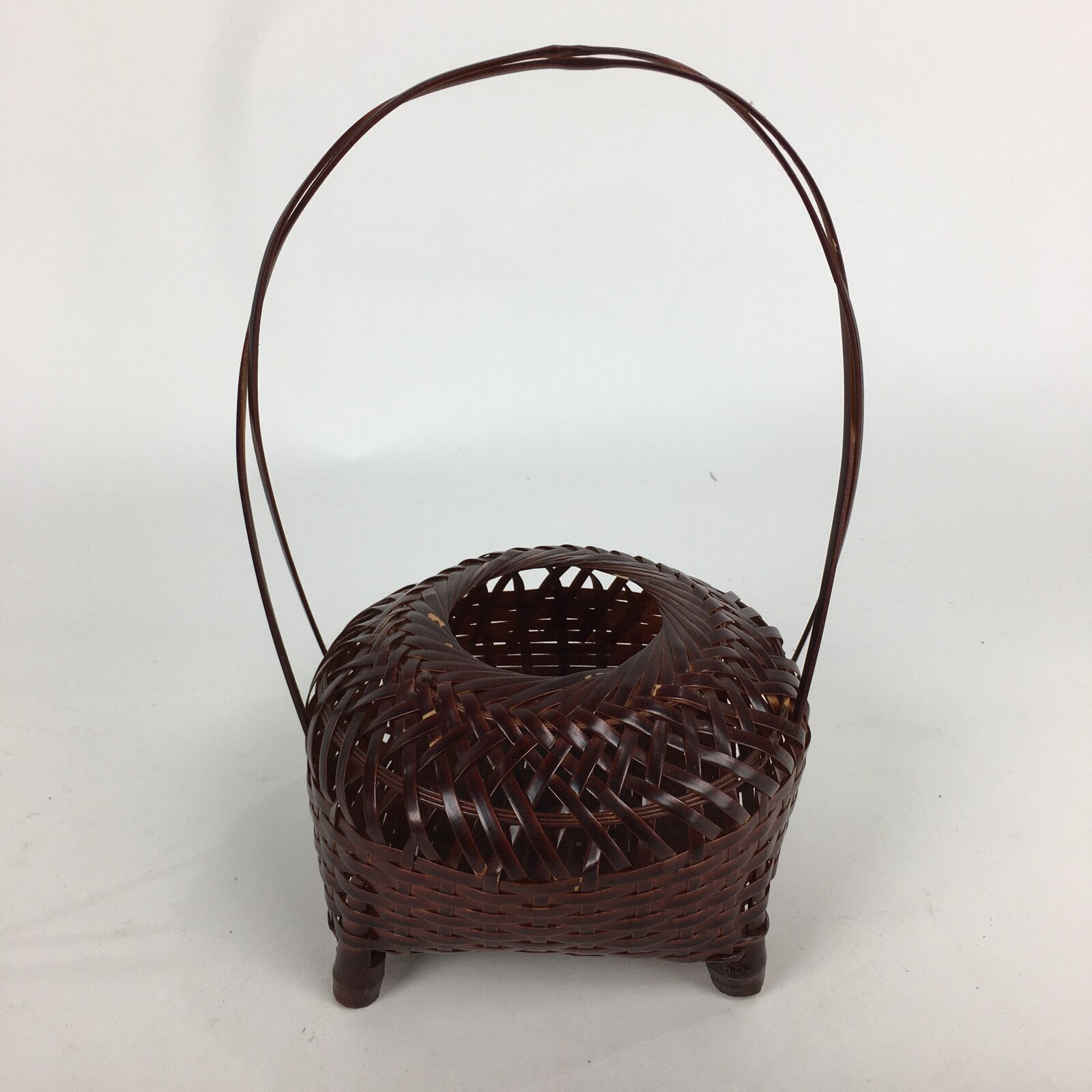 Japanese Bamboo Basket Vtg Ikebana Flower Arrangement Kado Kago B165