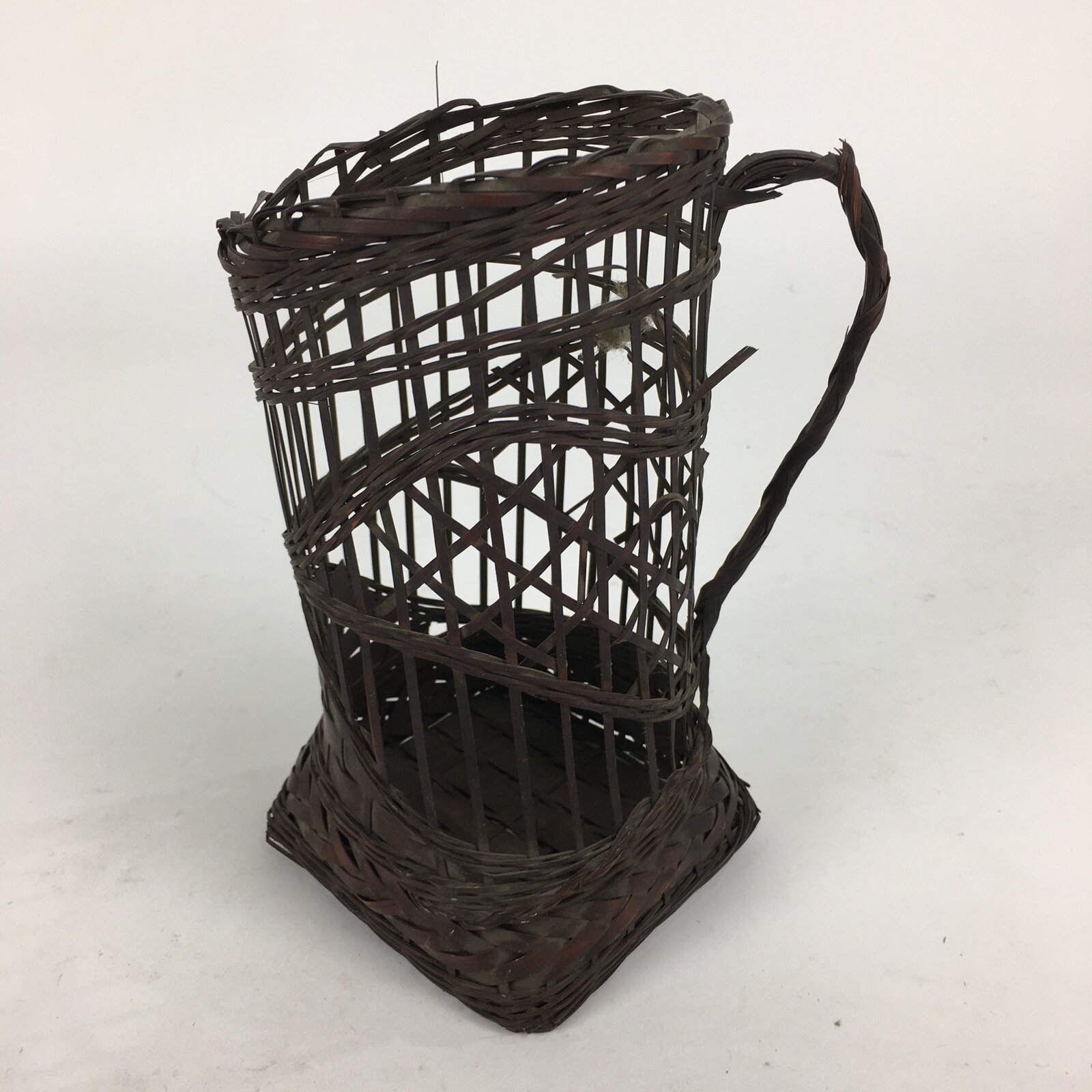 Japanese Bamboo Basket Vtg Ikebana Flower Arrangement Kado Kago B181