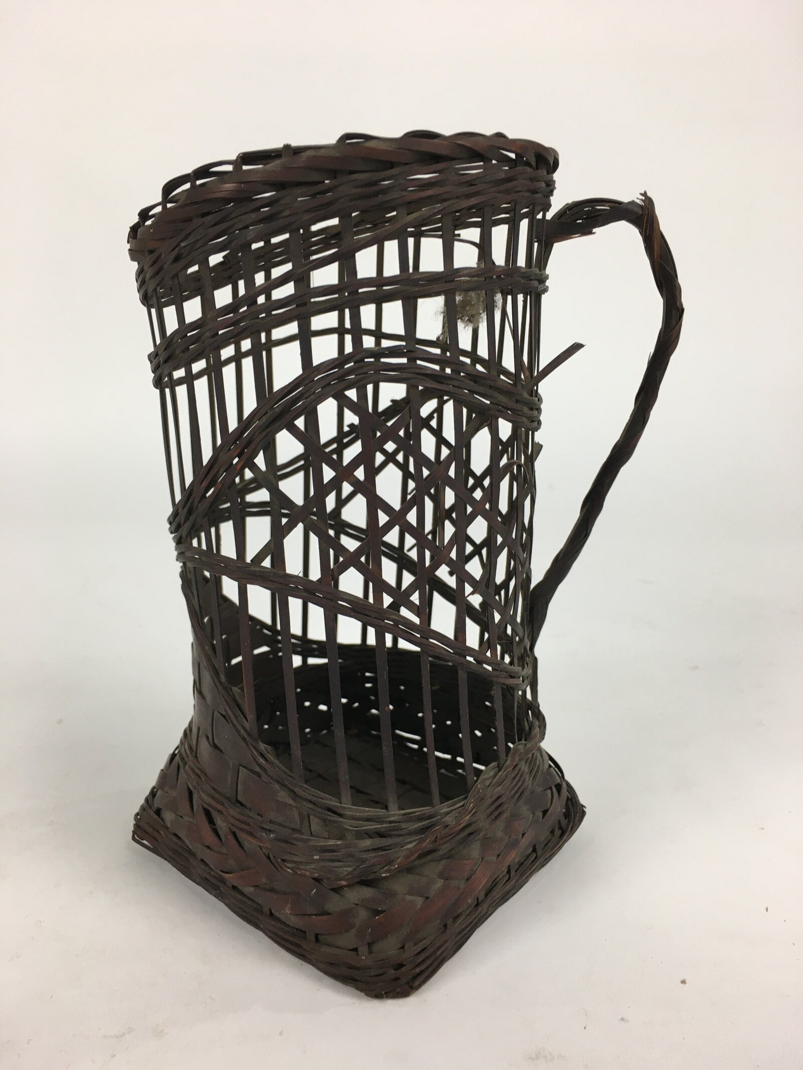 Japanese Bamboo Basket Vtg Ikebana Flower Arrangement Kado Kago B181