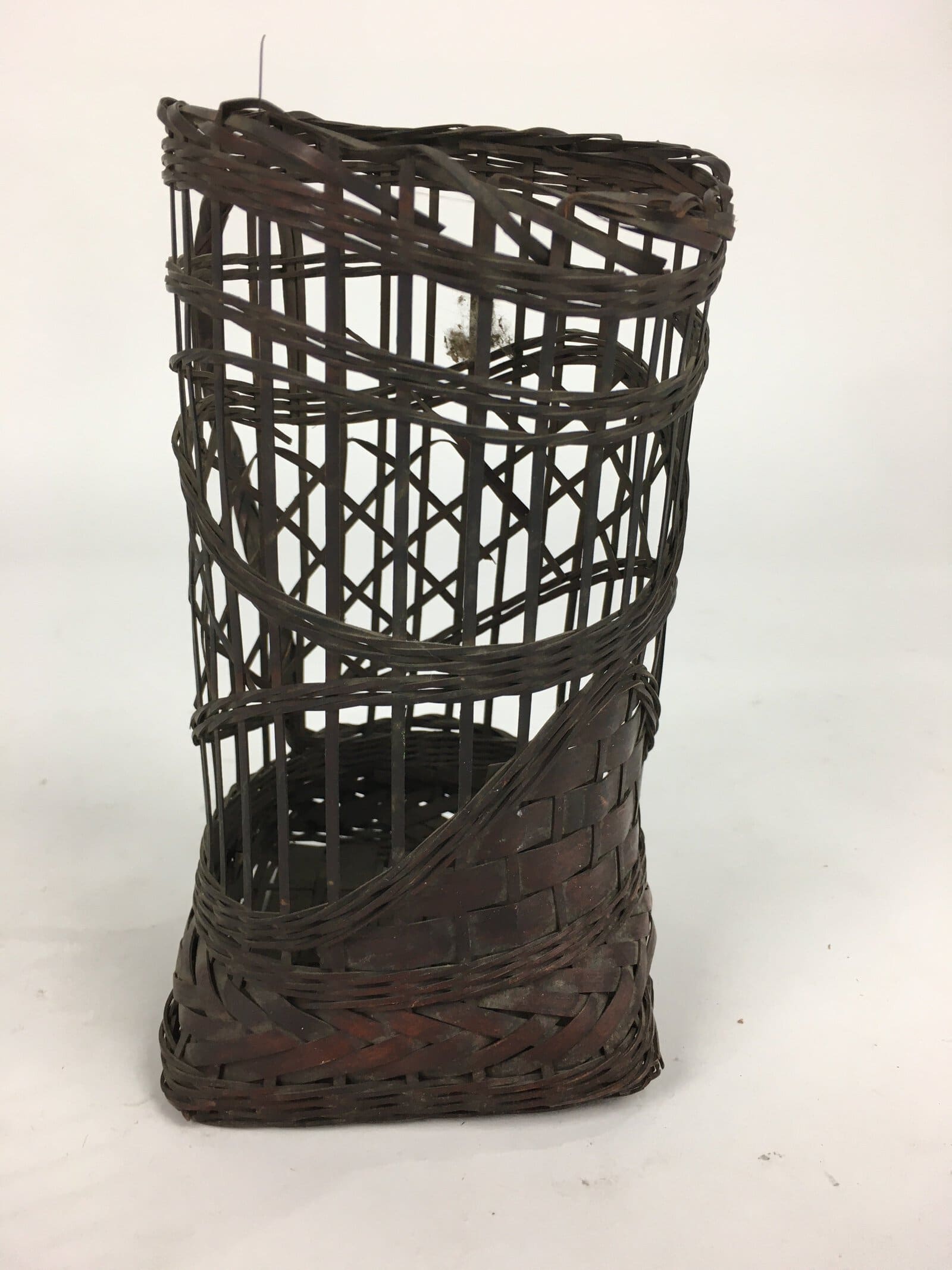 Japanese Bamboo Basket Vtg Ikebana Flower Arrangement Kado Kago B181