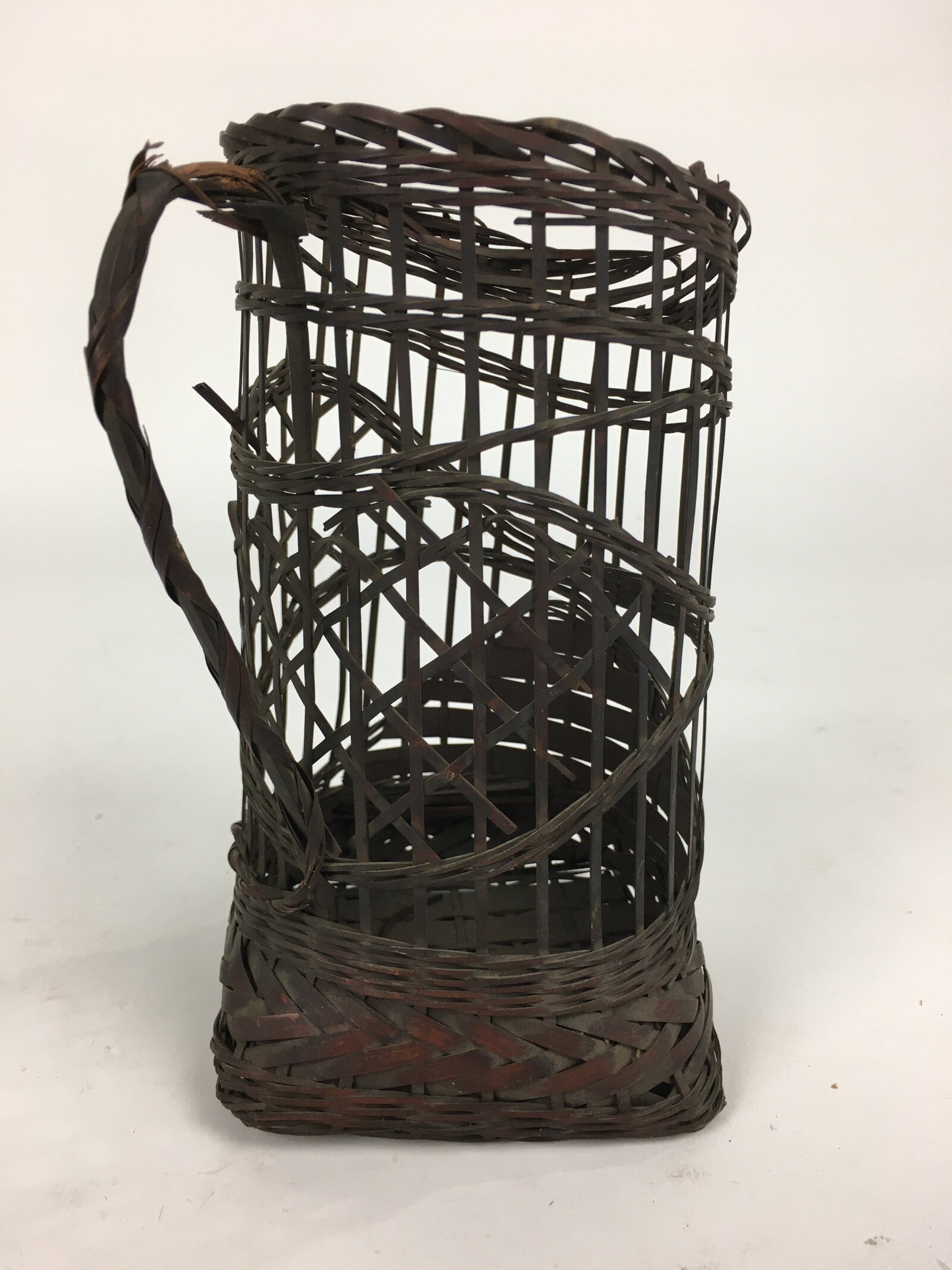 Japanese Bamboo Basket Vtg Ikebana Flower Arrangement Kado Kago B181