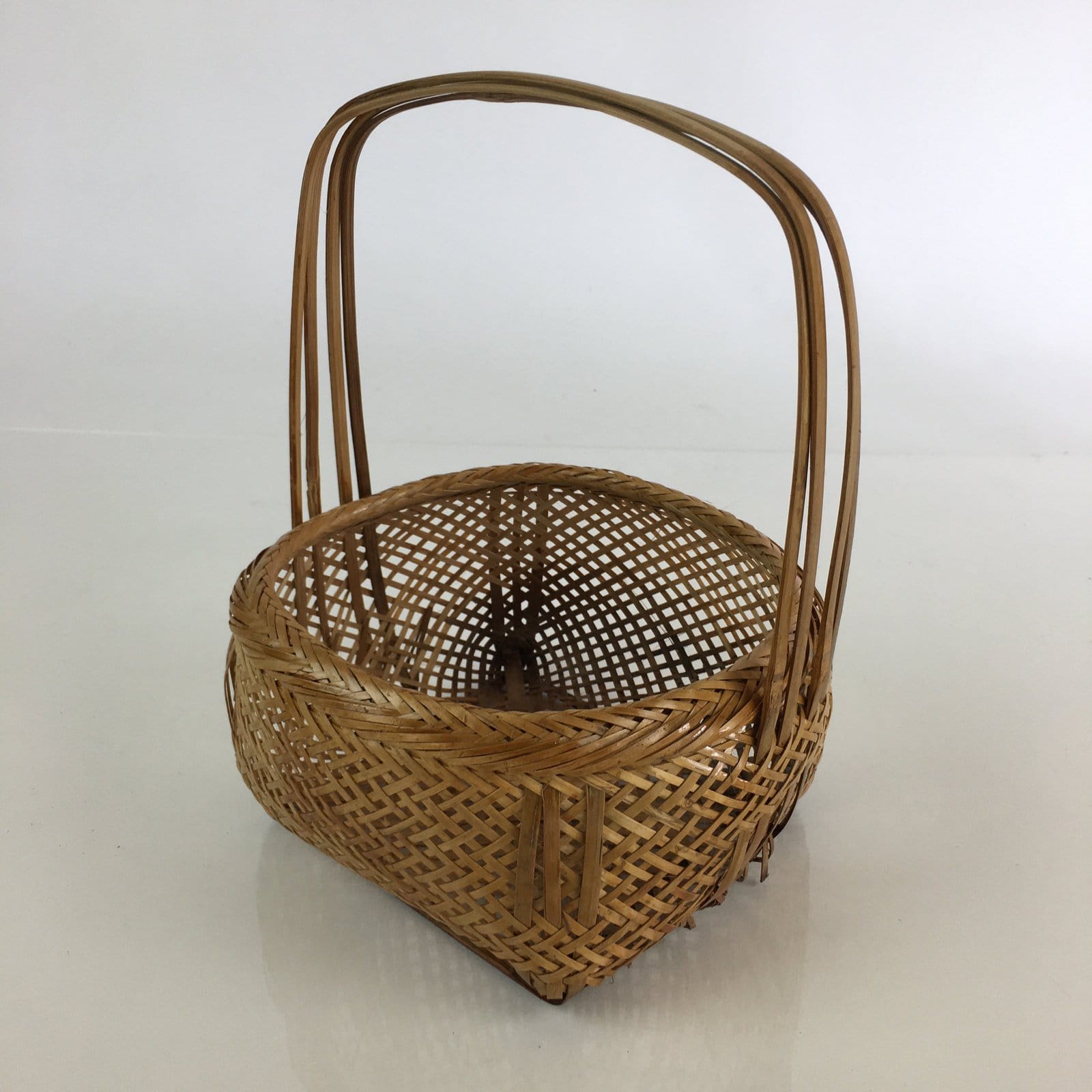Japanese Bamboo Basket Vtg Ikebana Flower Arrangement Kado Kago B193
