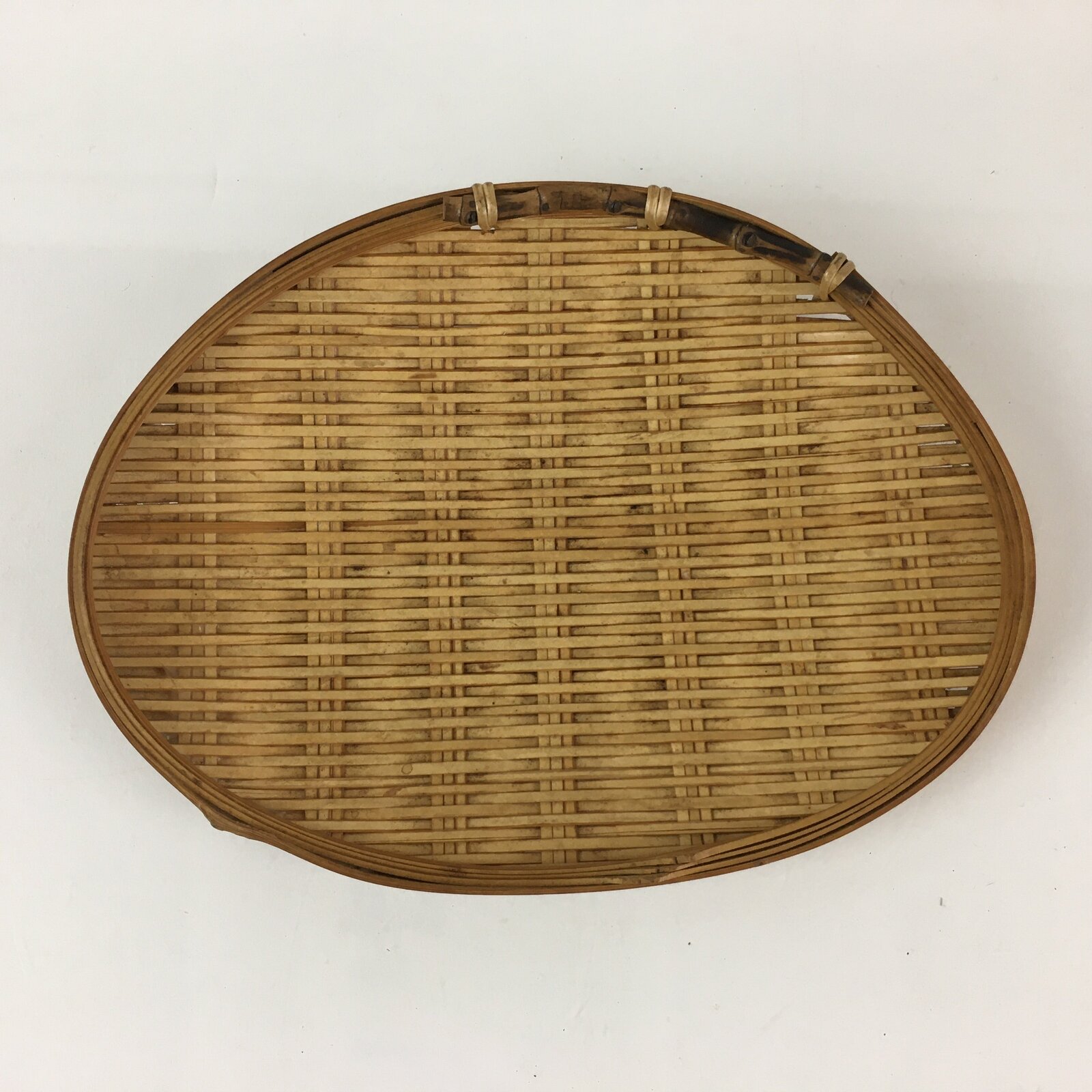 Japanese Bamboo Basket Vtg Natural Kago Zaru Colander 16.5 cm Wide B194