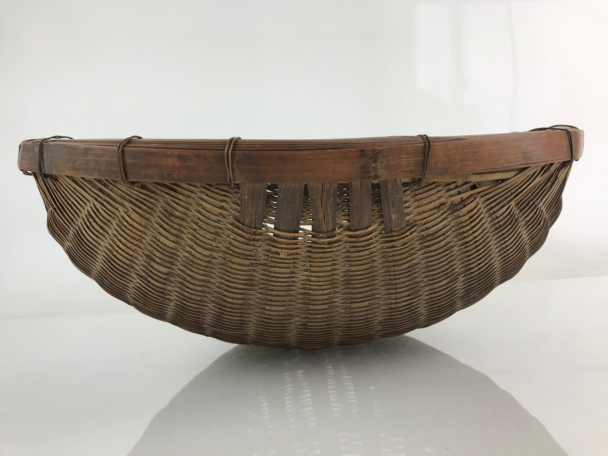 Japanese Bamboo Drying Basket Vtg Drainer Kago Zaru 53 cm Long B199