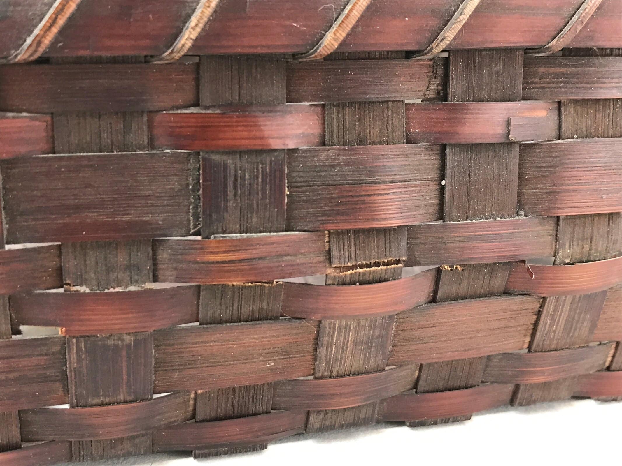 Japanese Bamboo Flat Basket Vtg Tabletop Kago Document Storage Woven Brown B225