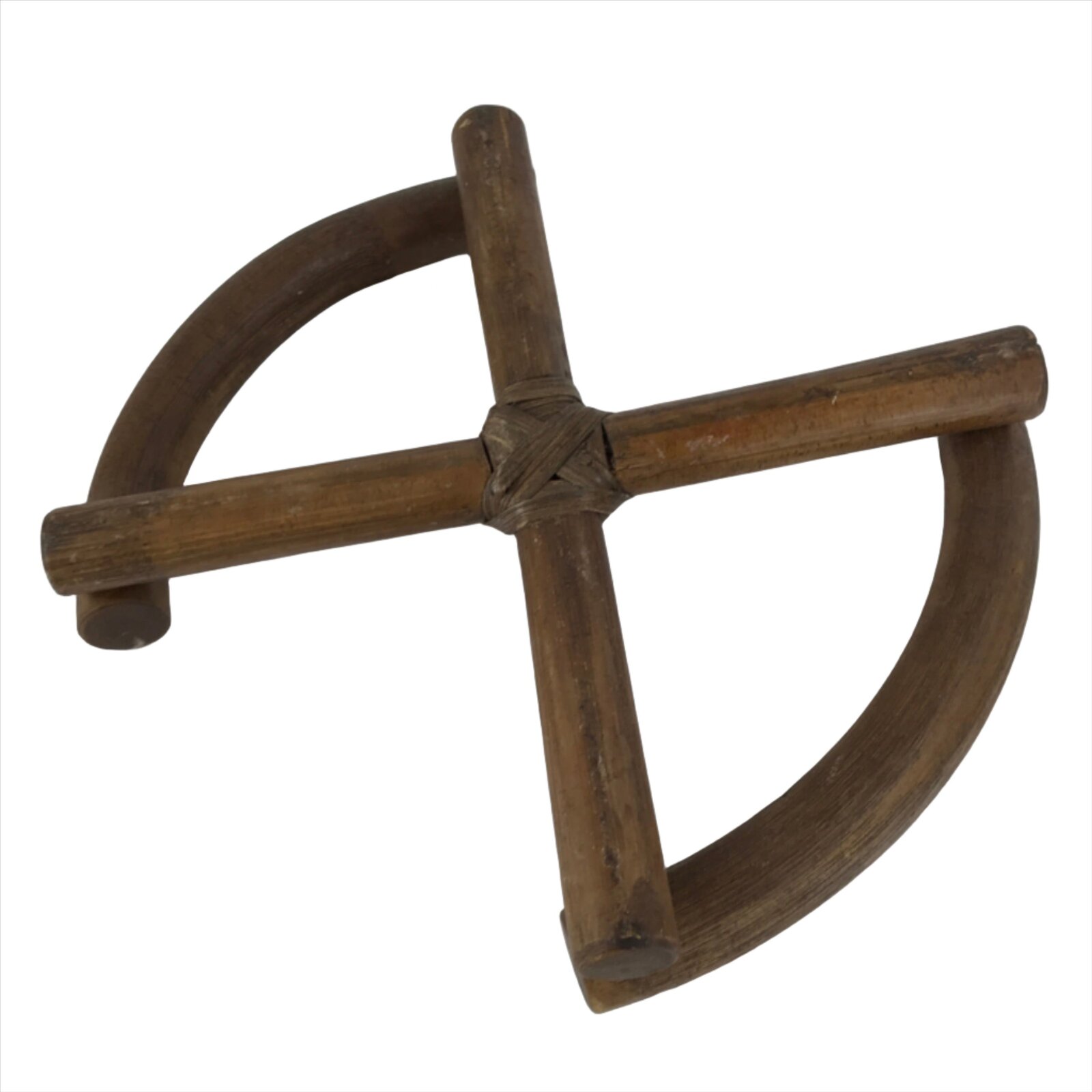 Japanese Bamboo Flower Pot Stand Vtg Large Vase Kadai Board Ikebana Bonsai WT521