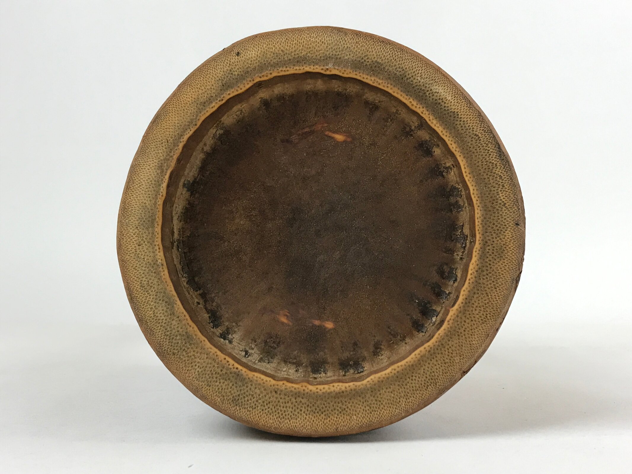 Japanese Bamboo Flower Vase Kabin Vtg Ikebana Arrangement Handle Brown FK89