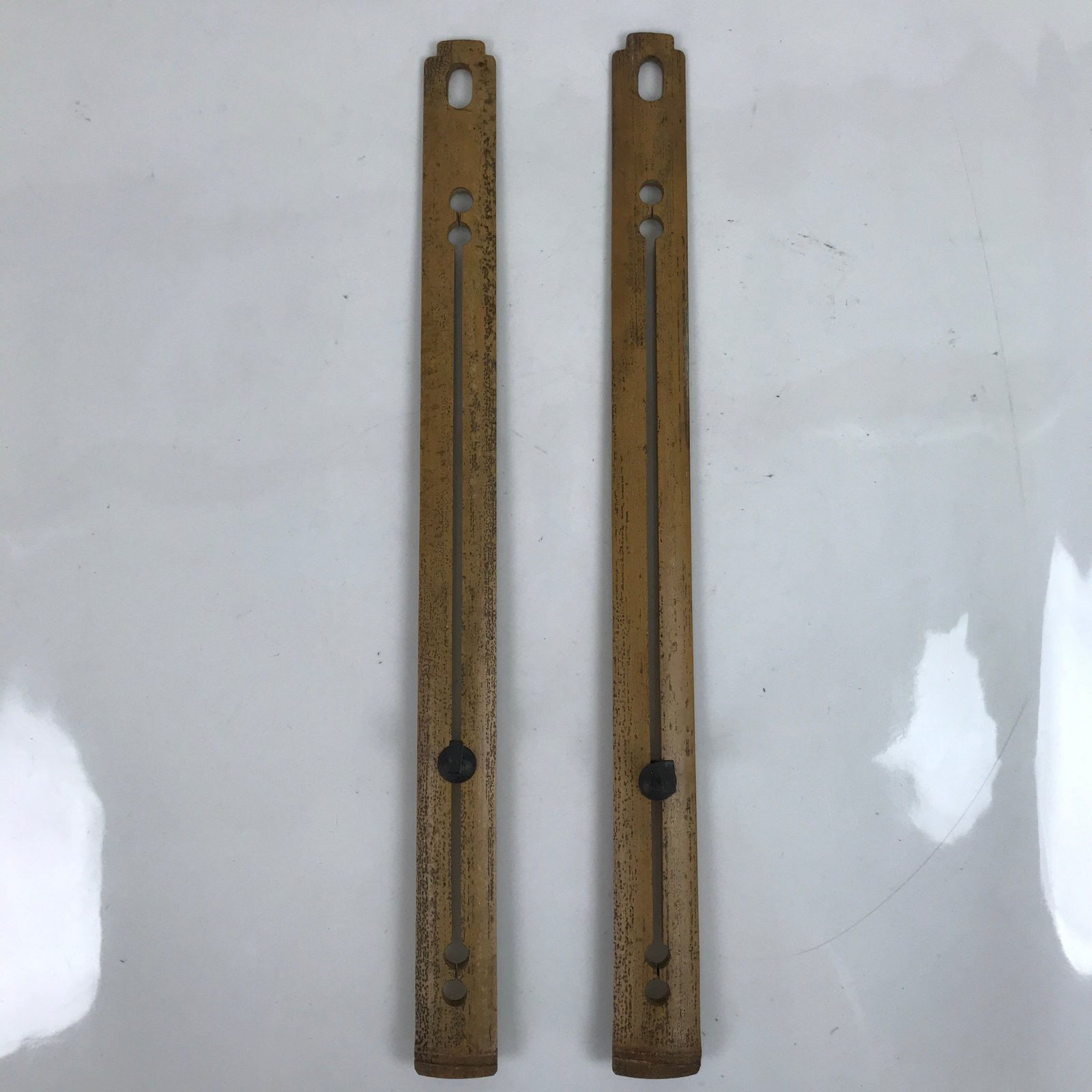 Japanese Bamboo Folding Fan Wall Hanger Vtg Sensu Stand Adjustable Brown JK712