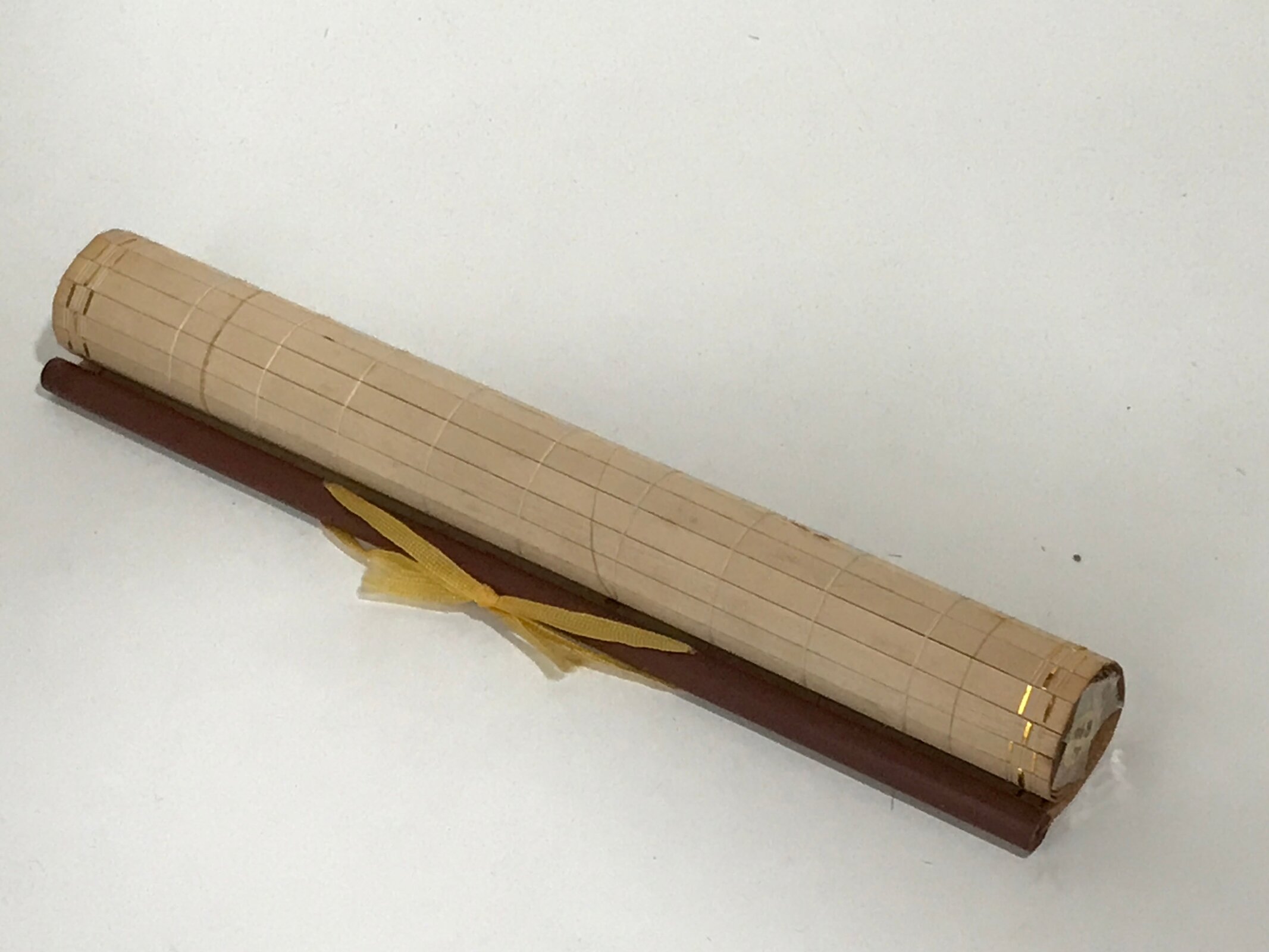 Japanese Bamboo Hanging Scroll Vtg Mountains River Sansui Kakejiku SC899