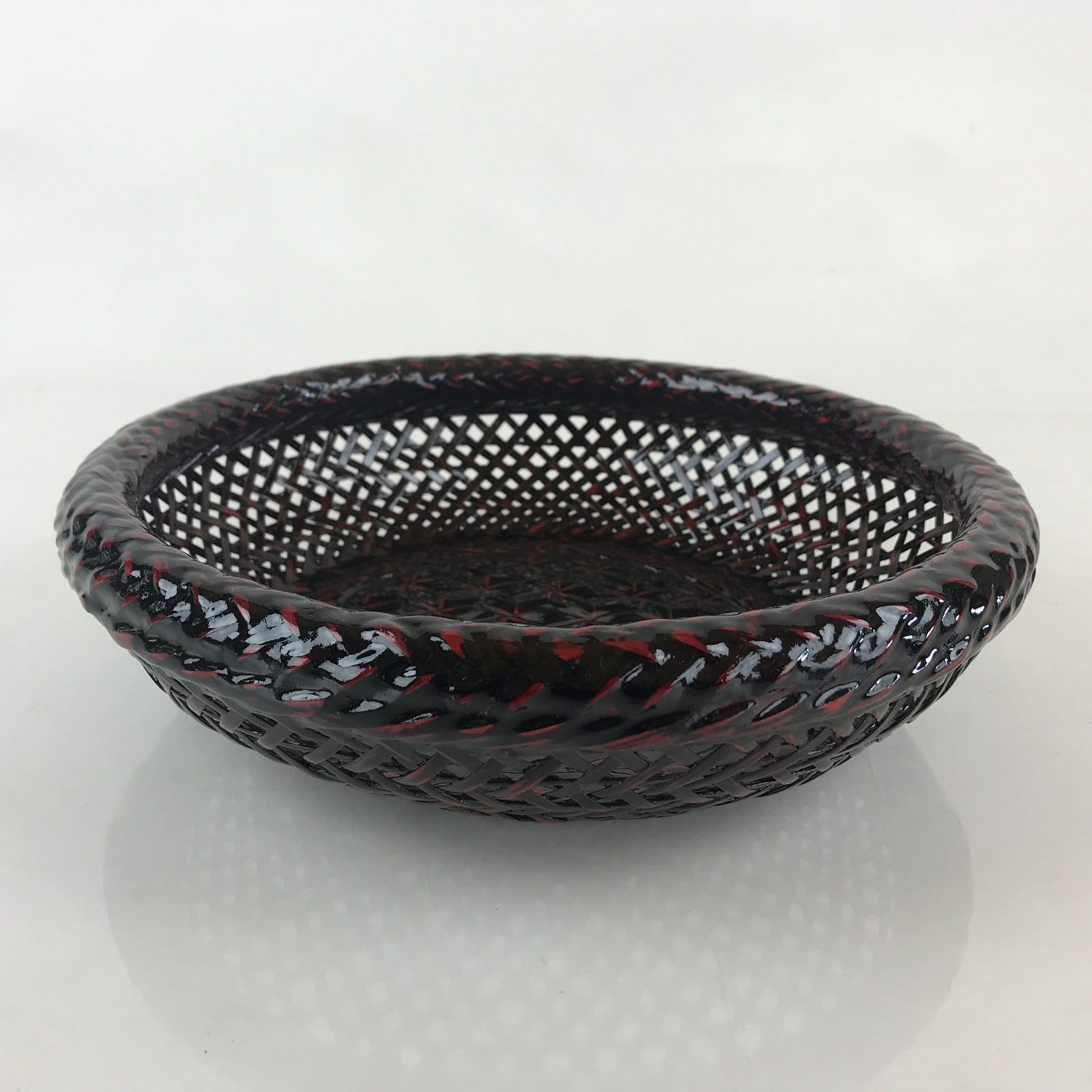 Japanese Bamboo Rantai Lacquerware Basket Vtg Bamboo Work Morikago UR849