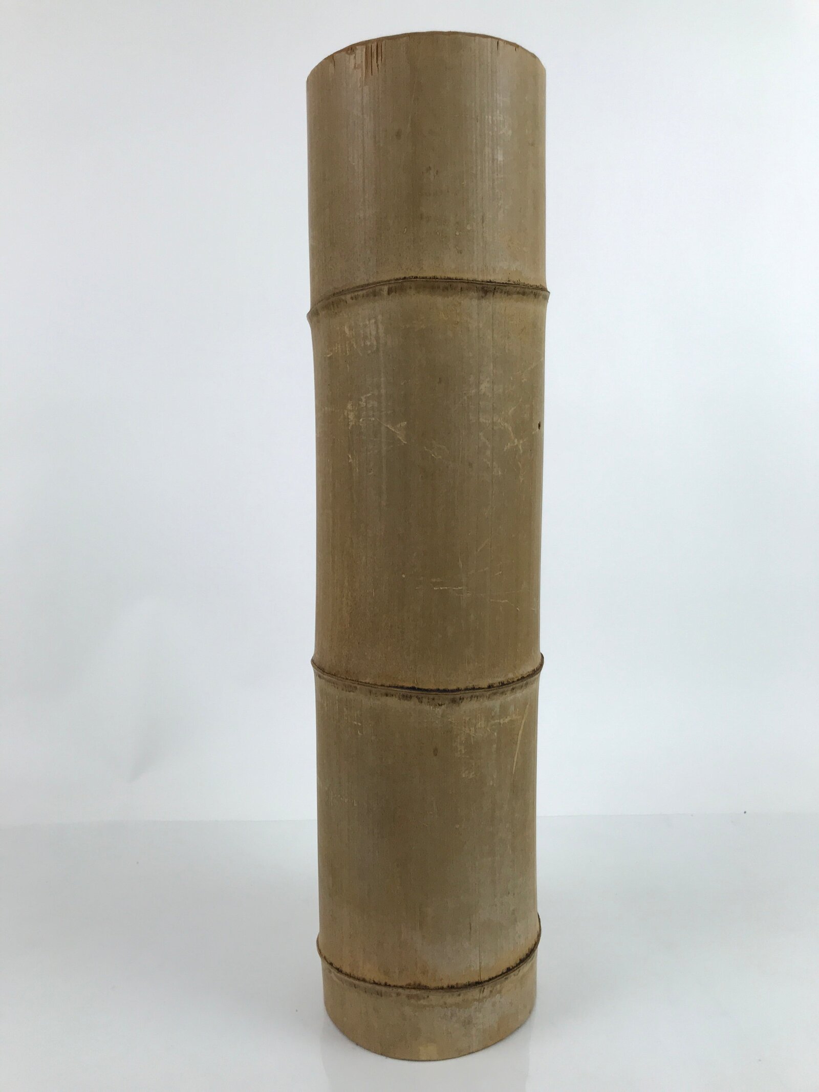 Japanese Bamboo Tube Flower Vase Kabin Vtg Ikebana Arrangement Brown FK101
