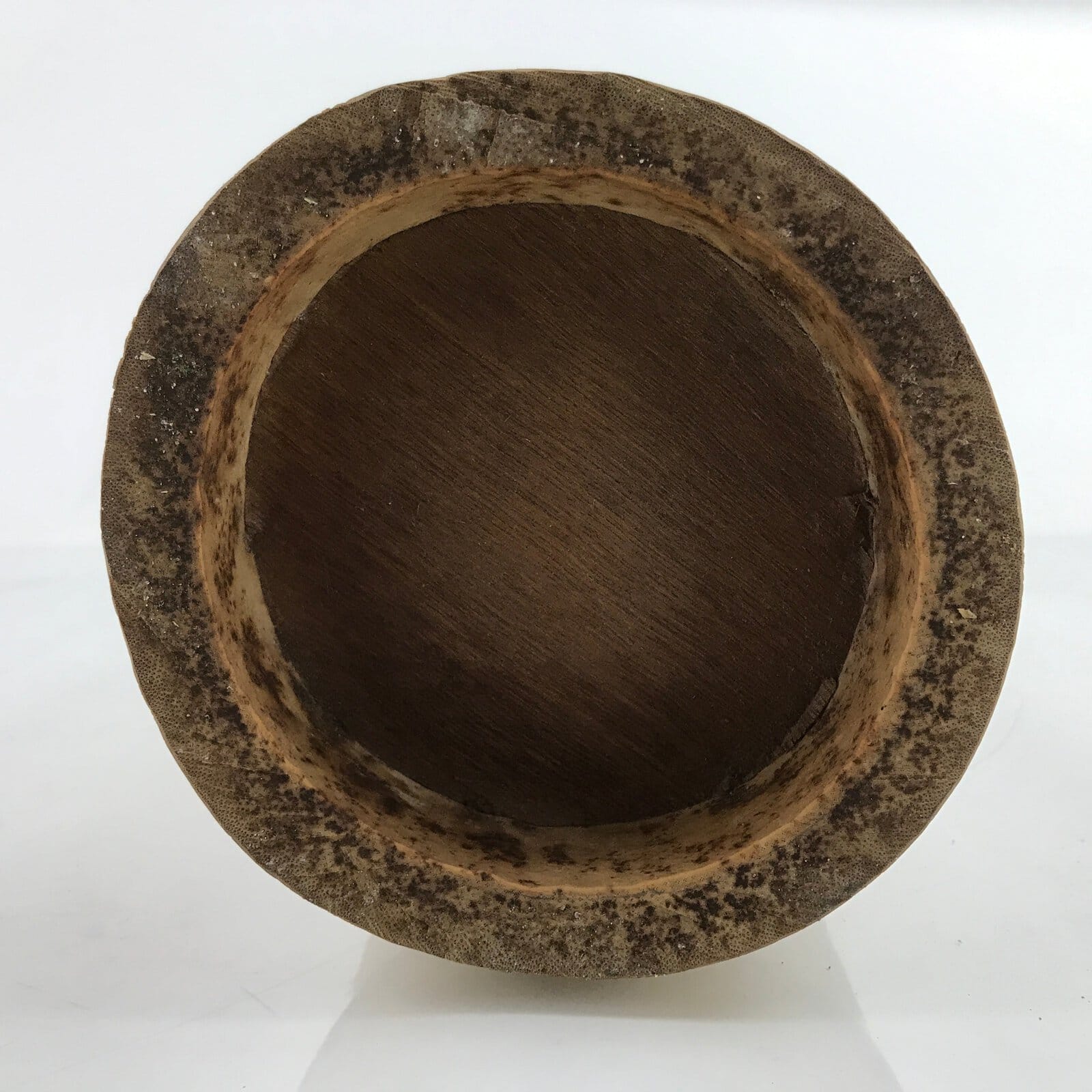 Japanese Bamboo Tube Flower Vase Kabin Vtg Ikebana Arrangement Brown FK101