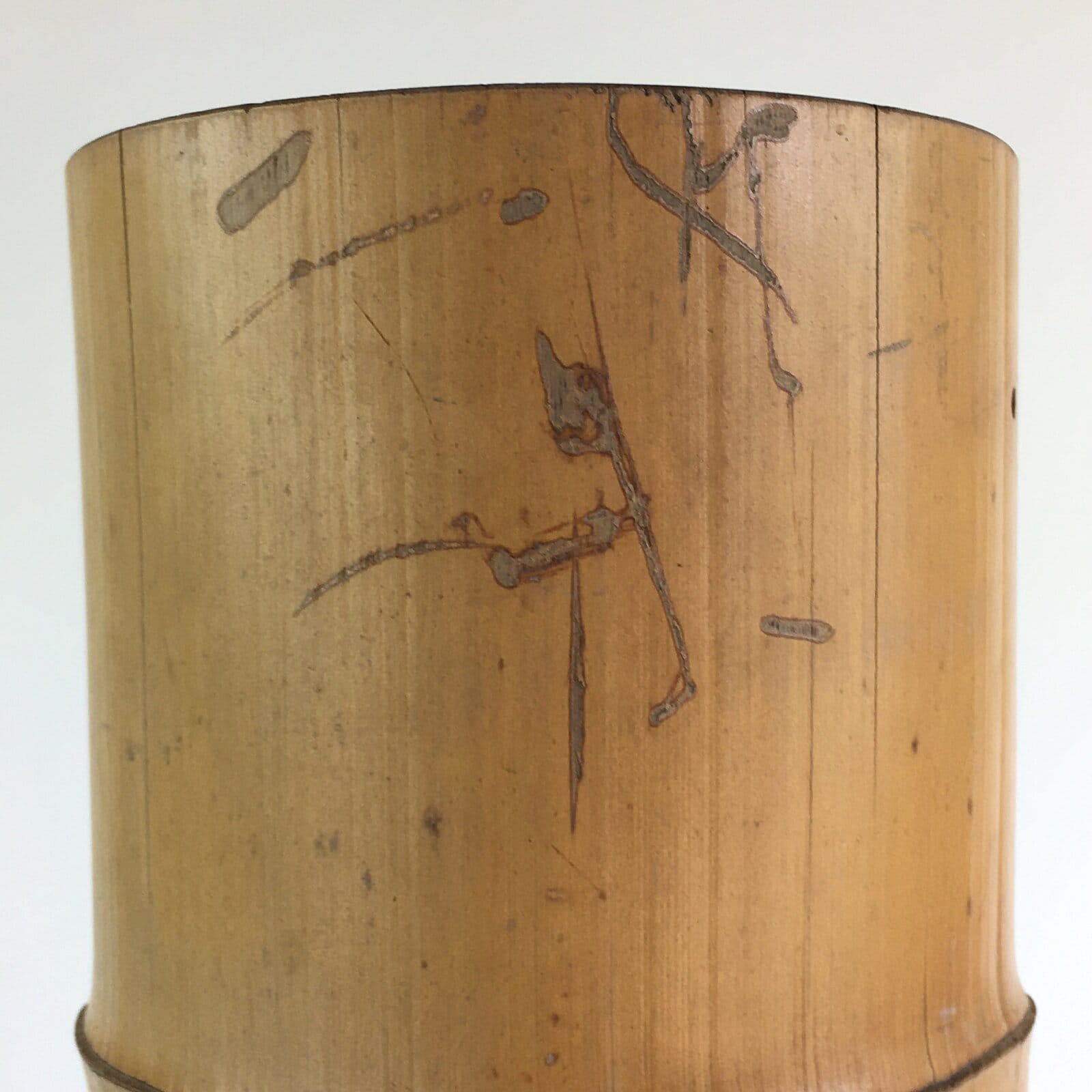 Japanese Bamboo Tube Vase Hanaire Vtg Ikebana Tea Ceremony FK10