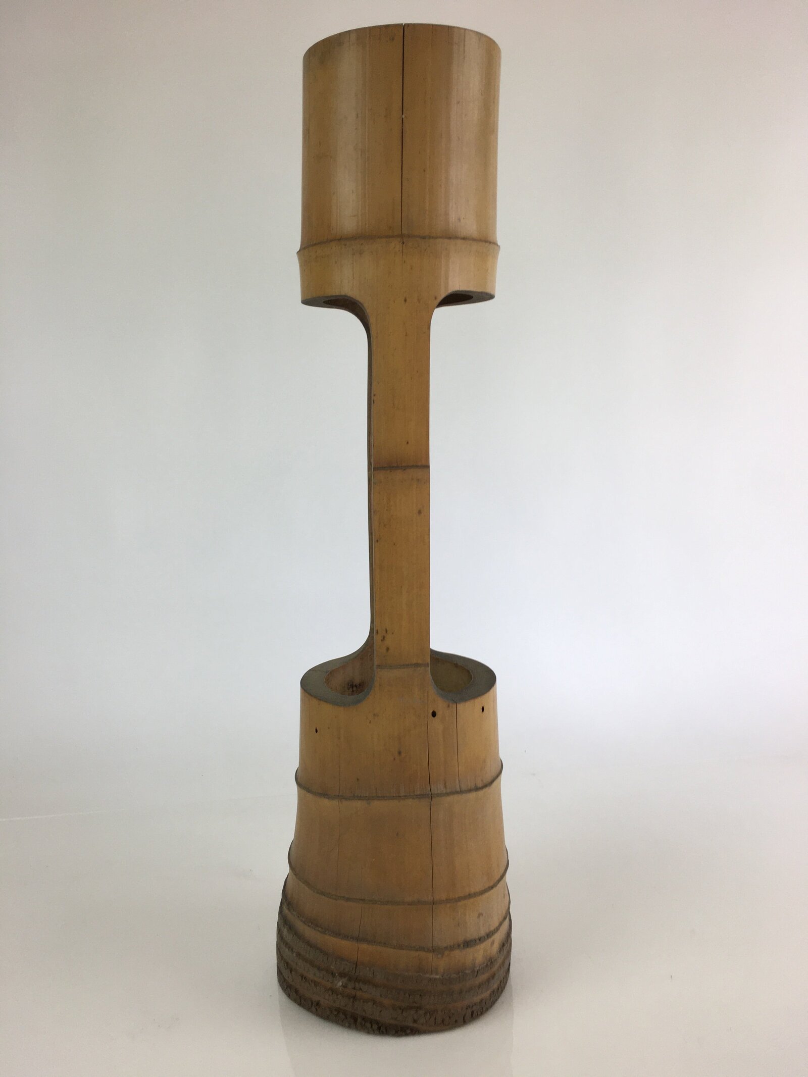 Japanese Bamboo Tube Vase Hanaire Vtg Ikebana Tea Ceremony FK10