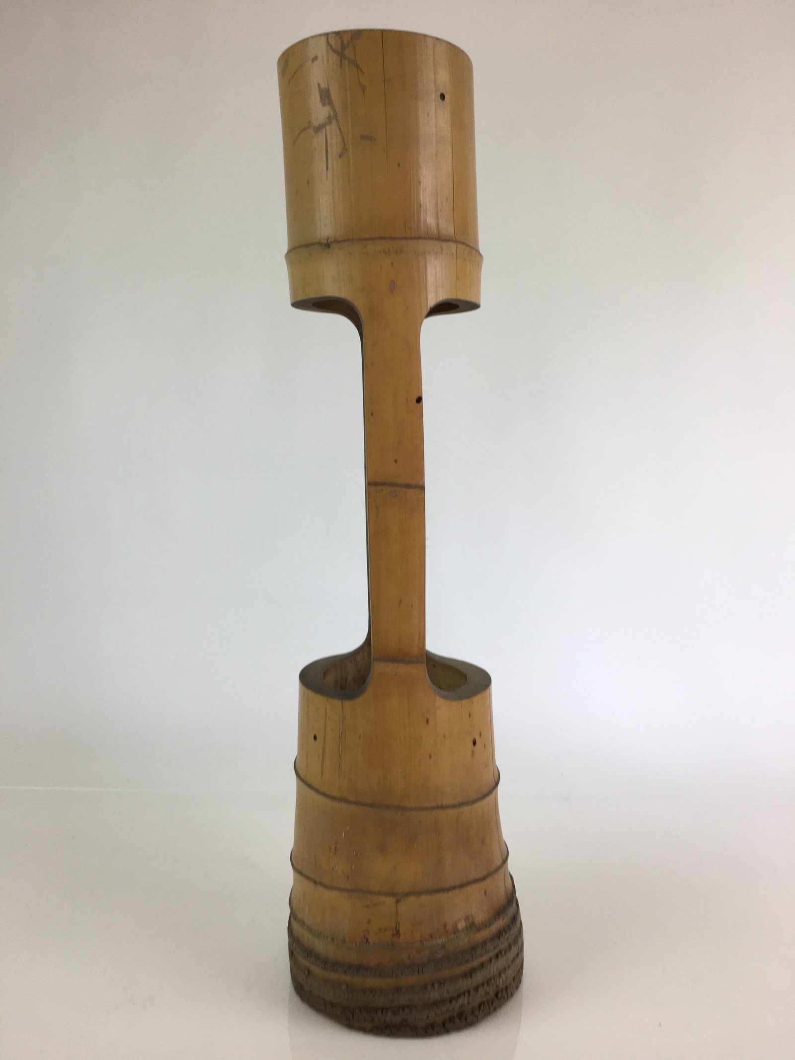 Japanese Bamboo Tube Vase Hanaire Vtg Ikebana Tea Ceremony FK10