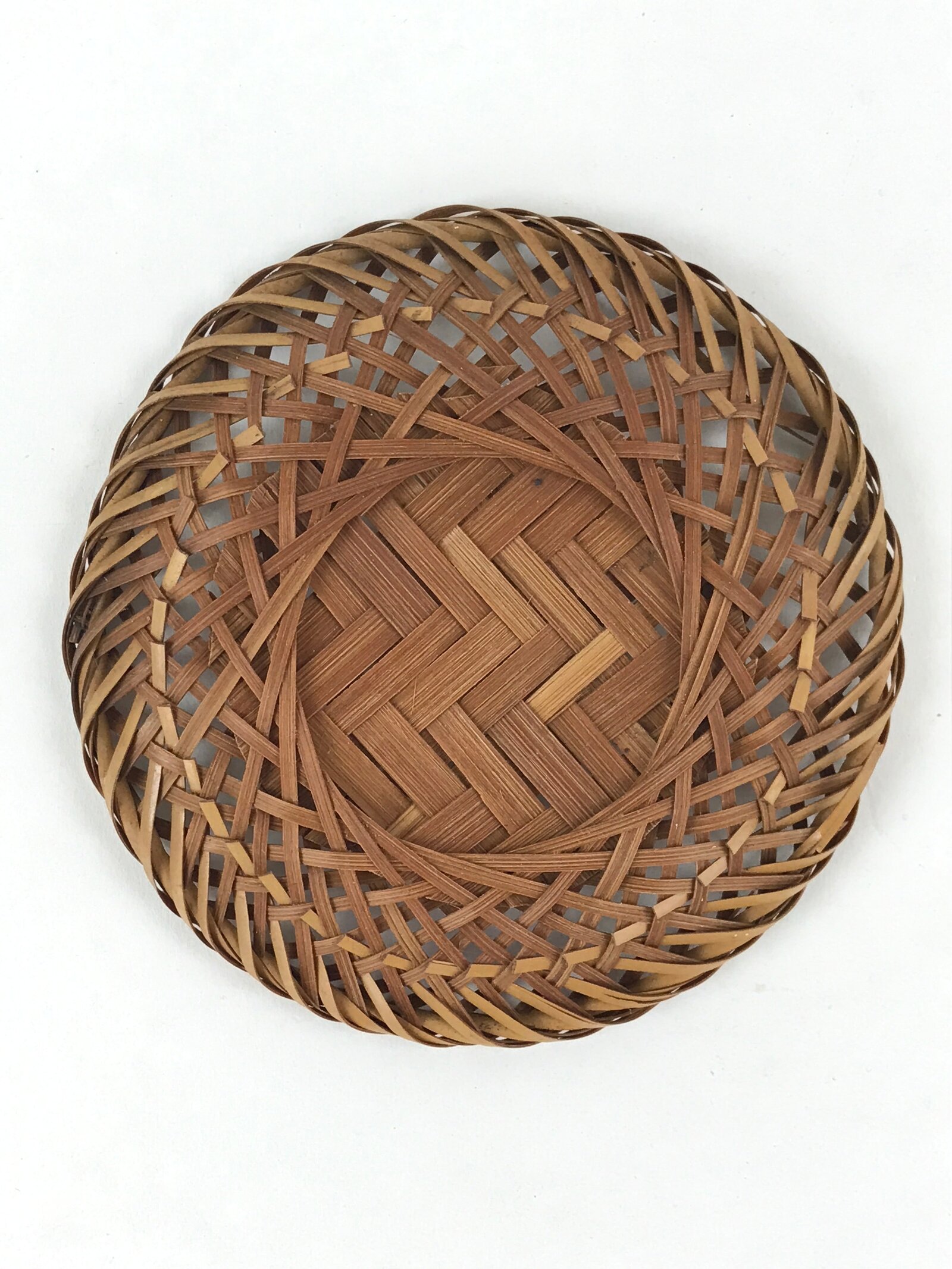 Japanese Bamboo Weave Drink Saucer 5pc Set Vtg Chataku Coaster Takeami UR935