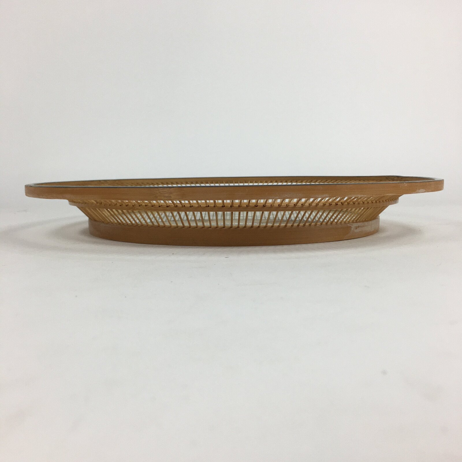 Japanese Bamboo Work Plate Tray Vtg Butterfly See-through Round Shape FL10