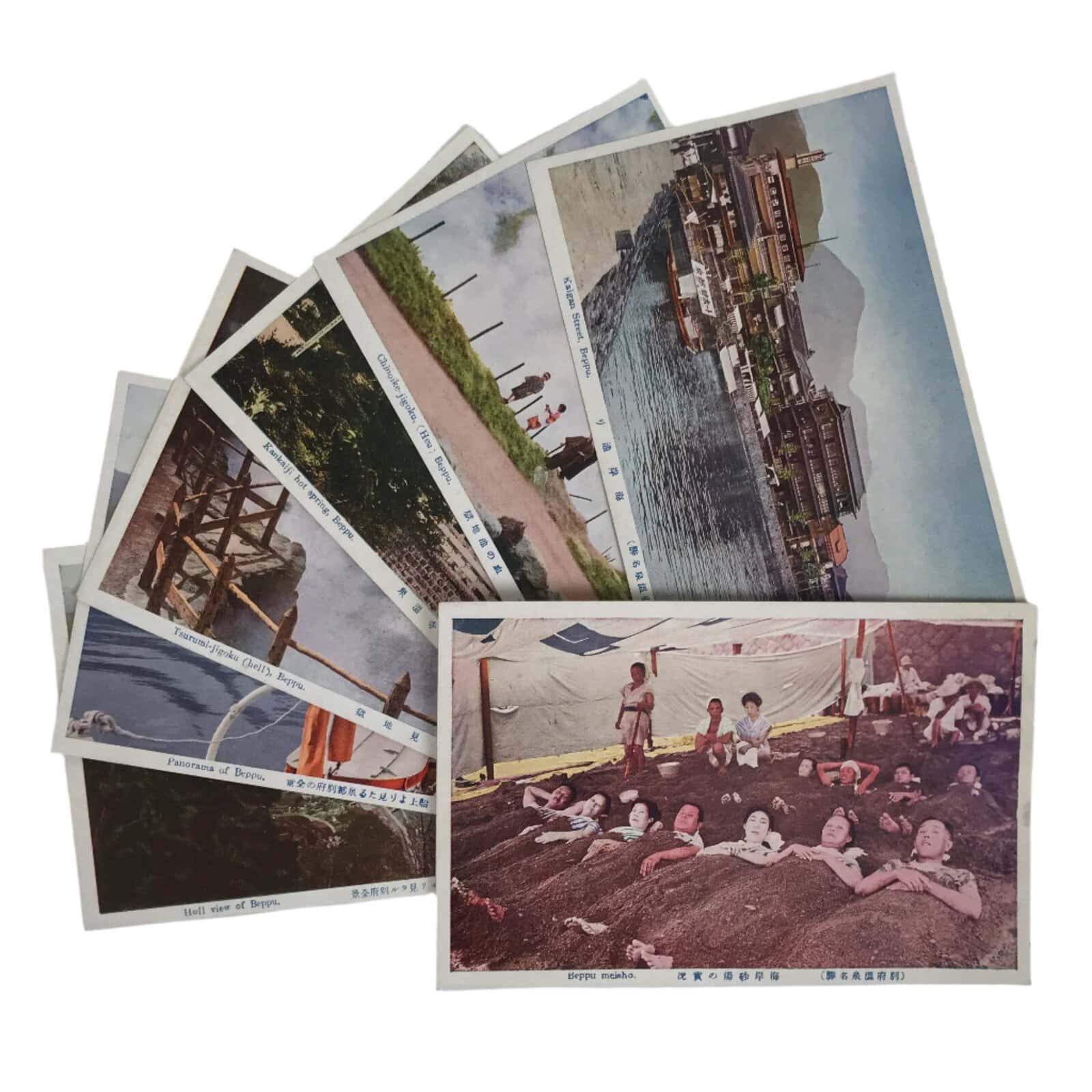 Japanese Beppu Hot Spring Town Postcard Set Vtg Onsen Souvenir Paper Color P419