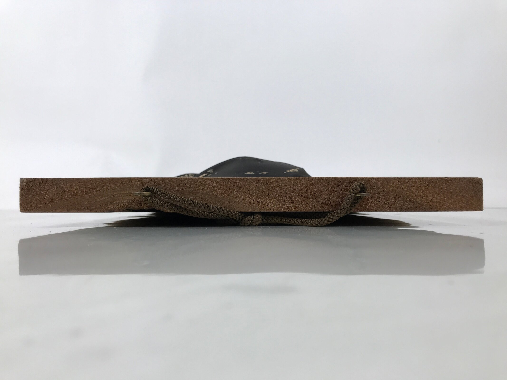 Japanese Black Mask Wall Hanging Art Vtg Portrait Wood Plaque Brown FL416