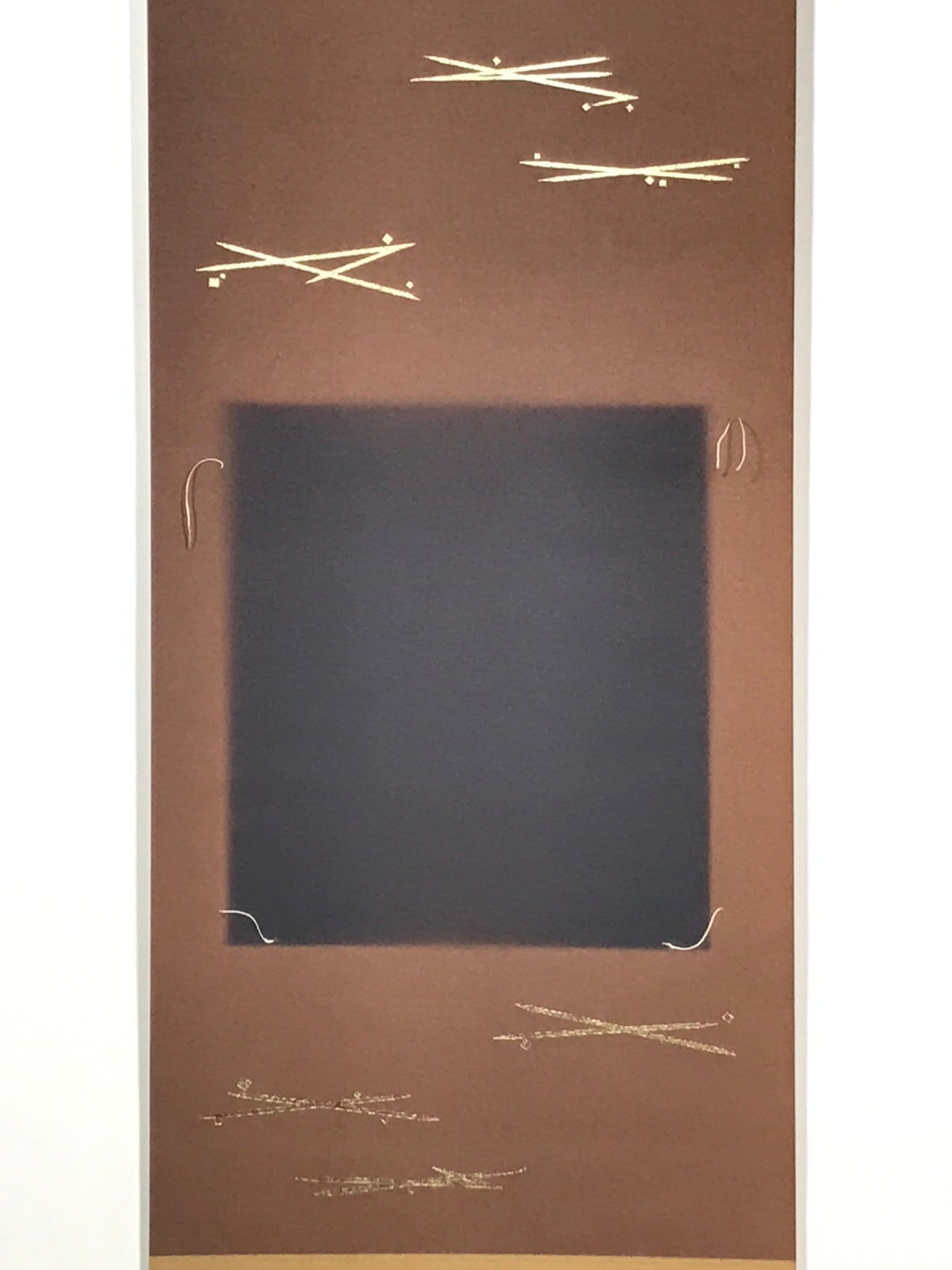 Japanese Blank Hanging Scroll Vtg Thread Holders Brown Geometric Kakejiku SC955