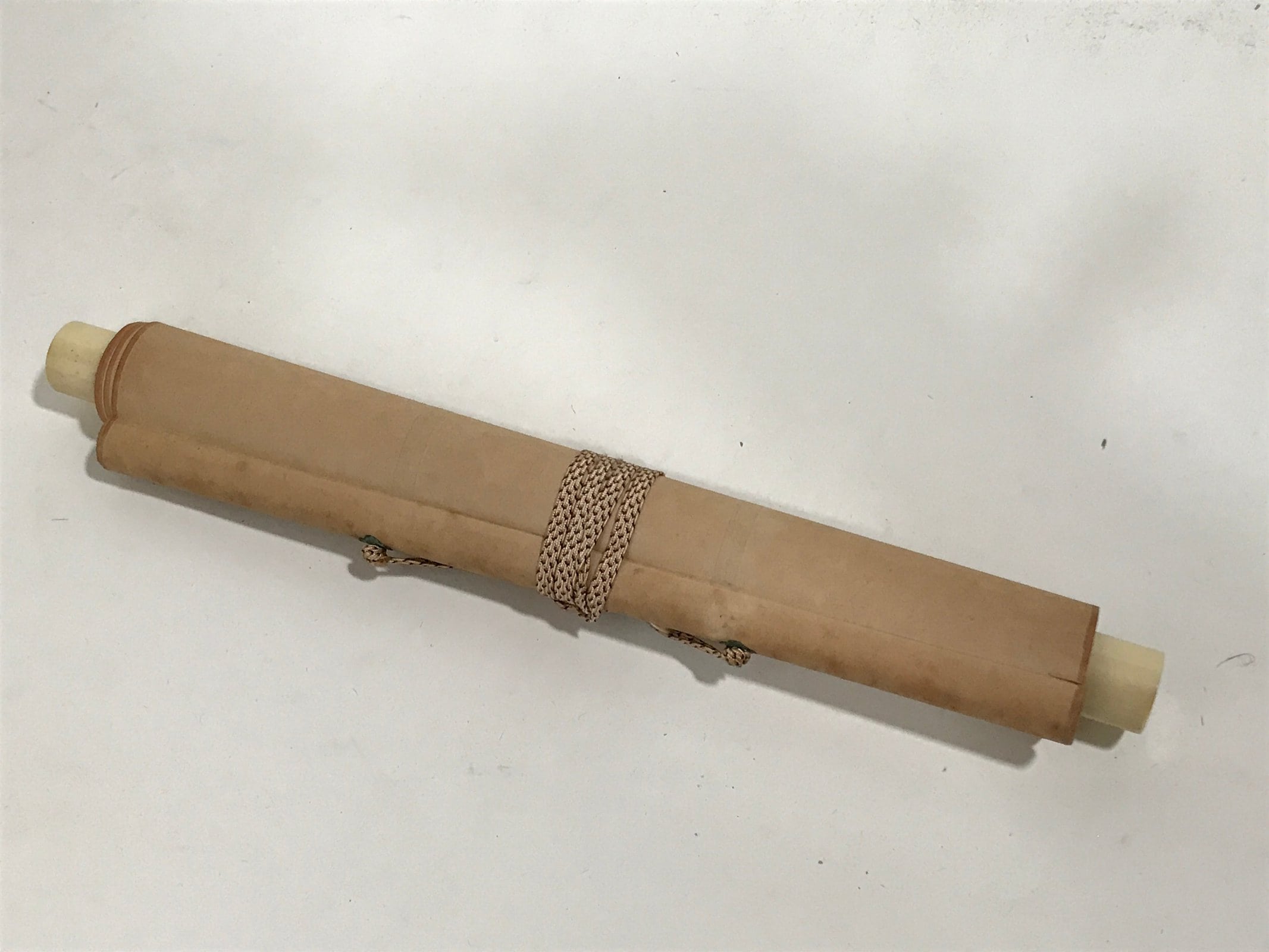 Japanese Blank Hanging Scroll Vtg Thread Holders Gold Floral Kakejiku SC962