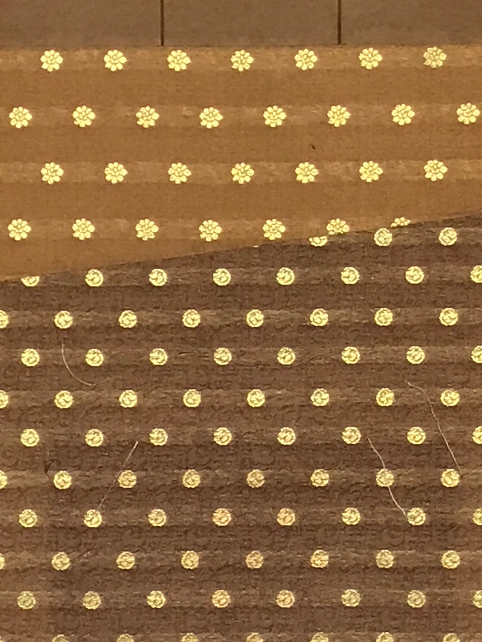 Japanese Blank Hanging Scroll Vtg Thread Holders Gold Floral Kakejiku SC962