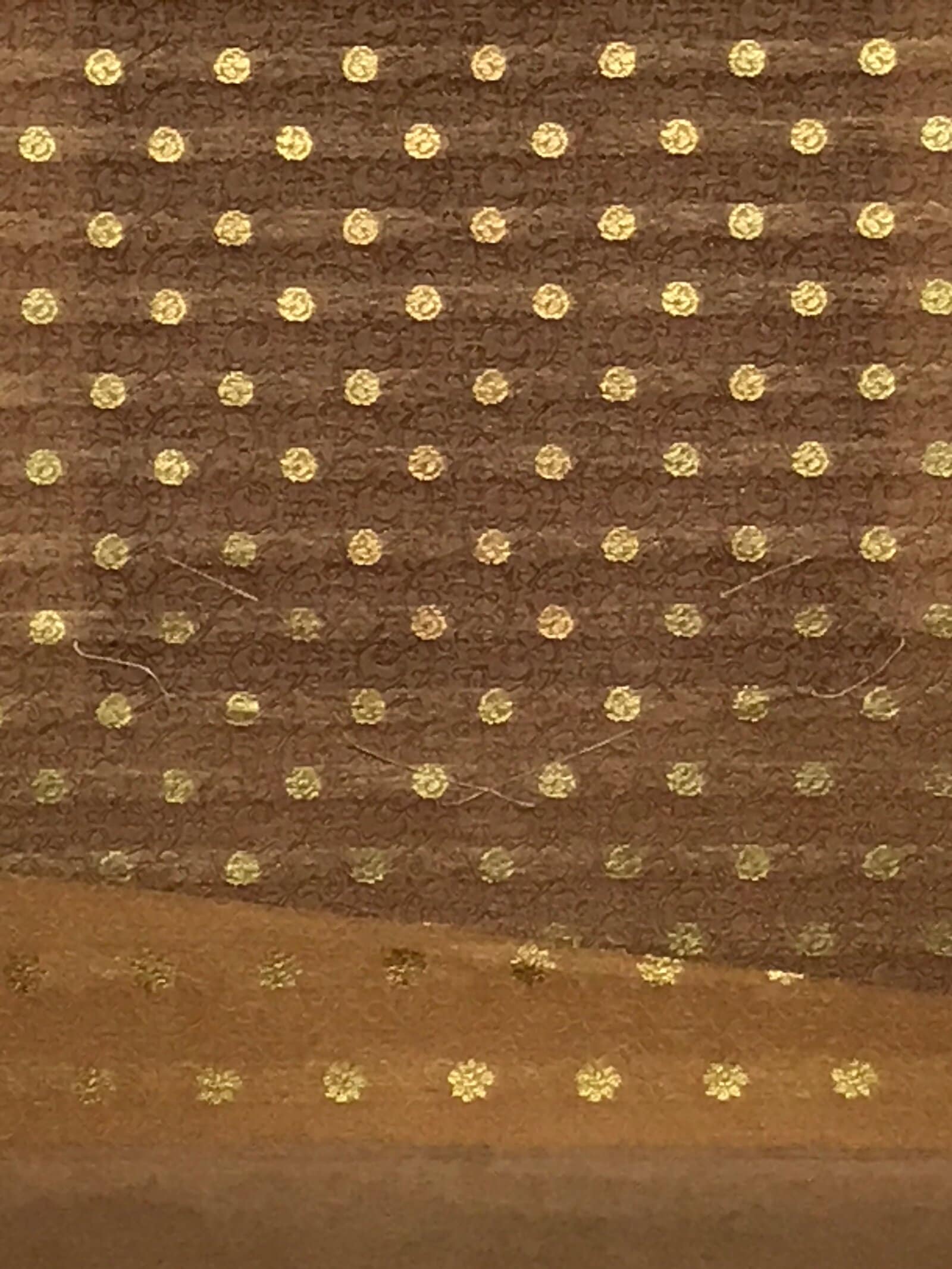 Japanese Blank Hanging Scroll Vtg Thread Holders Gold Floral Kakejiku SC962