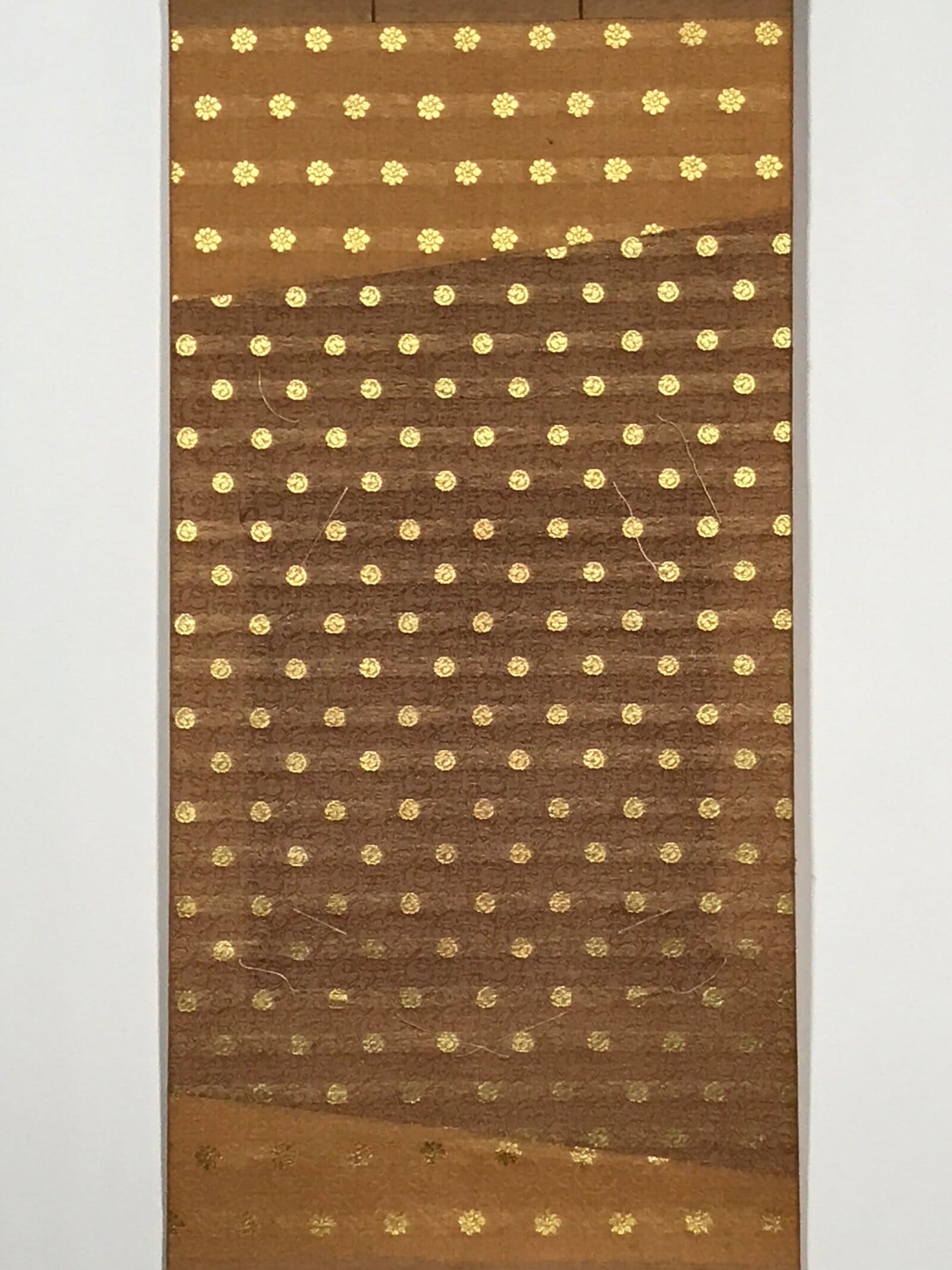 Japanese Blank Hanging Scroll Vtg Thread Holders Gold Floral Kakejiku SC962