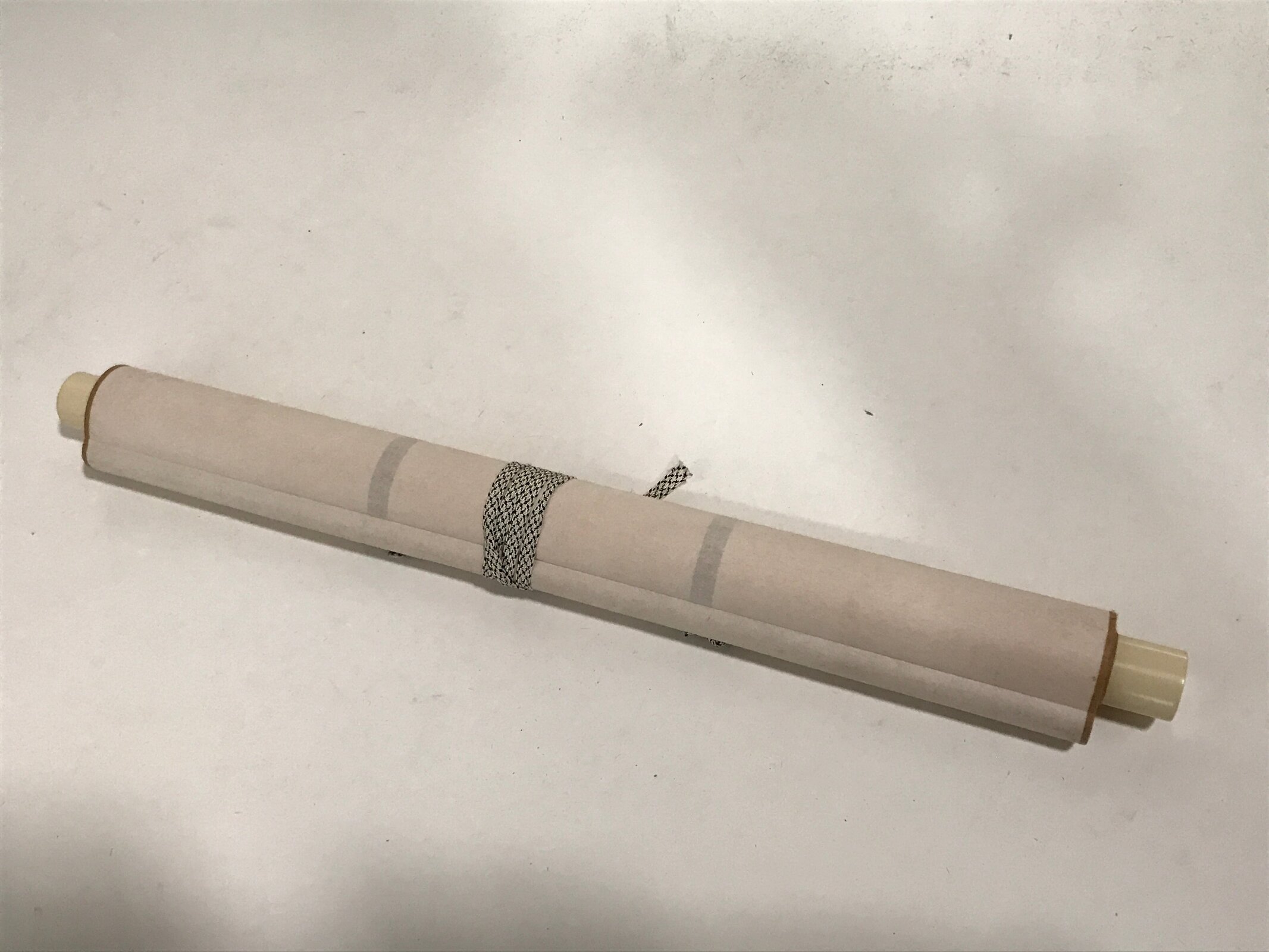 Japanese Blank Hanging Scroll Vtg Thread Holders Green Floral Kakejiku SC958