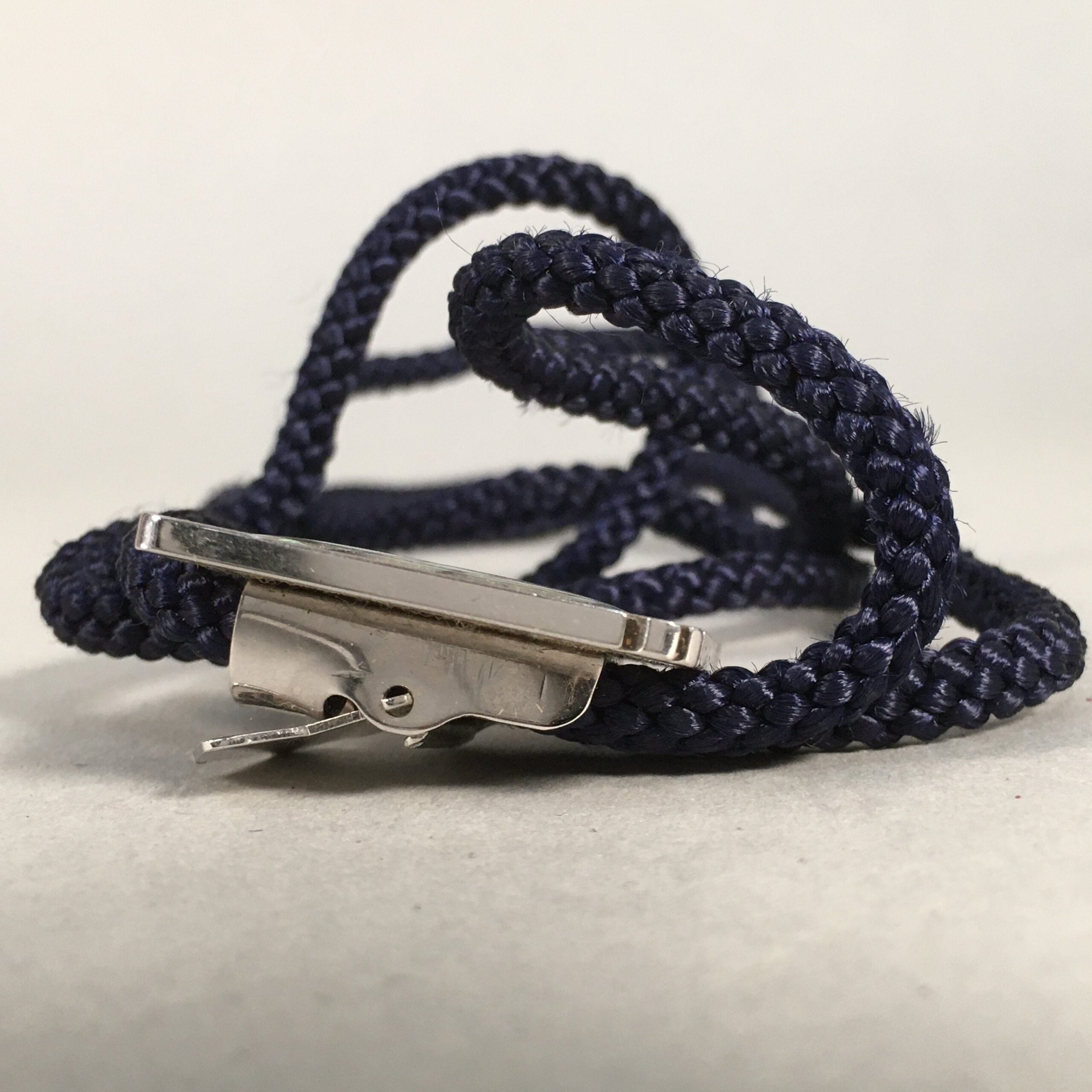 Japanese Bolo Tie Vtg Necklace Shell Rectangle Metal Dark Blue String JK33