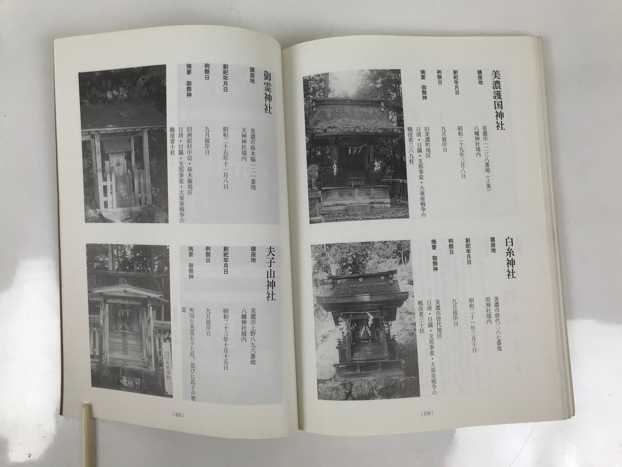 Japanese Book Jinmyocho 1998 Shinto Shrine Register Gifu Prefecture BA604
