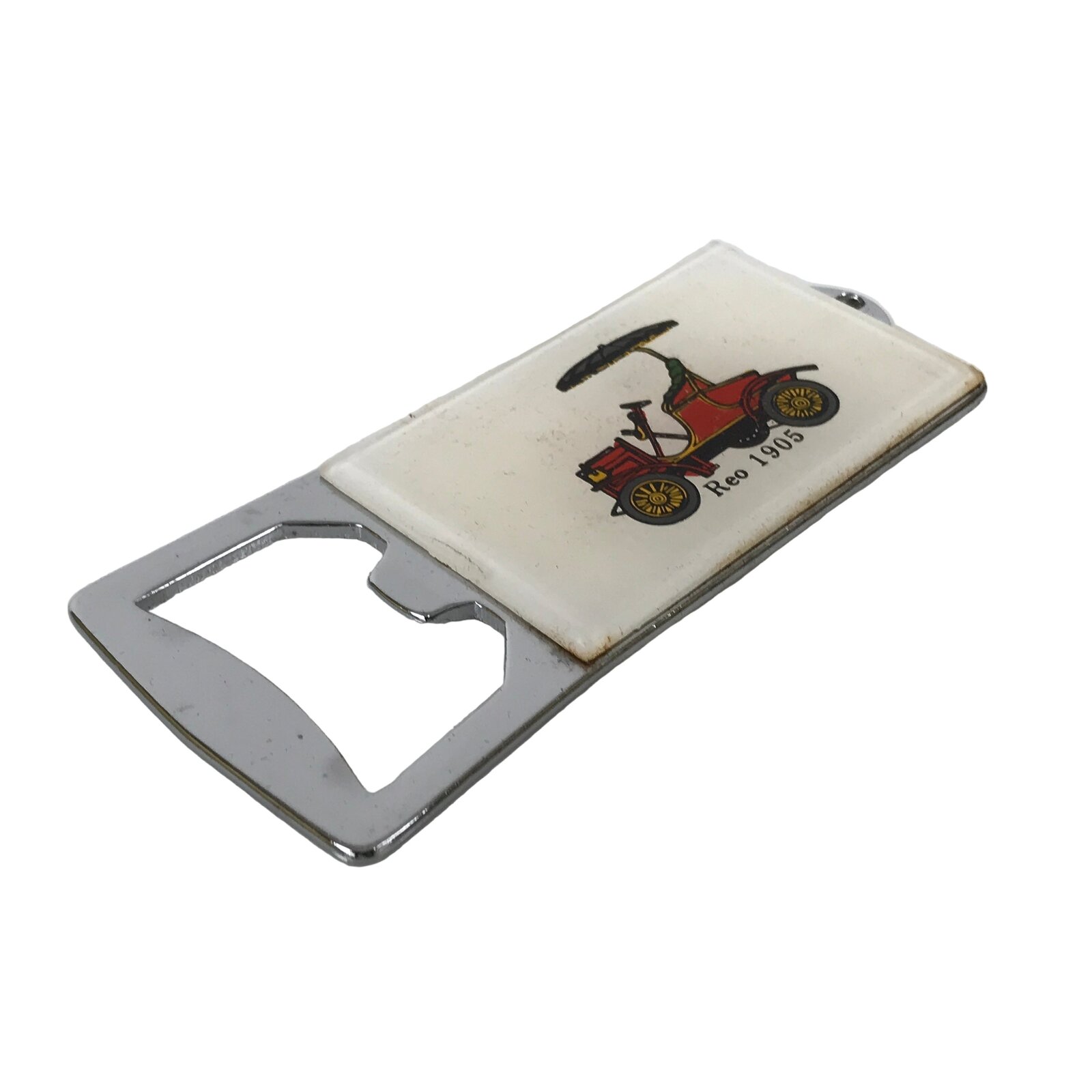 Japanese Bottle Opener Vtg Metal Sen-nuki Silver Classic Car Kanji White JK909