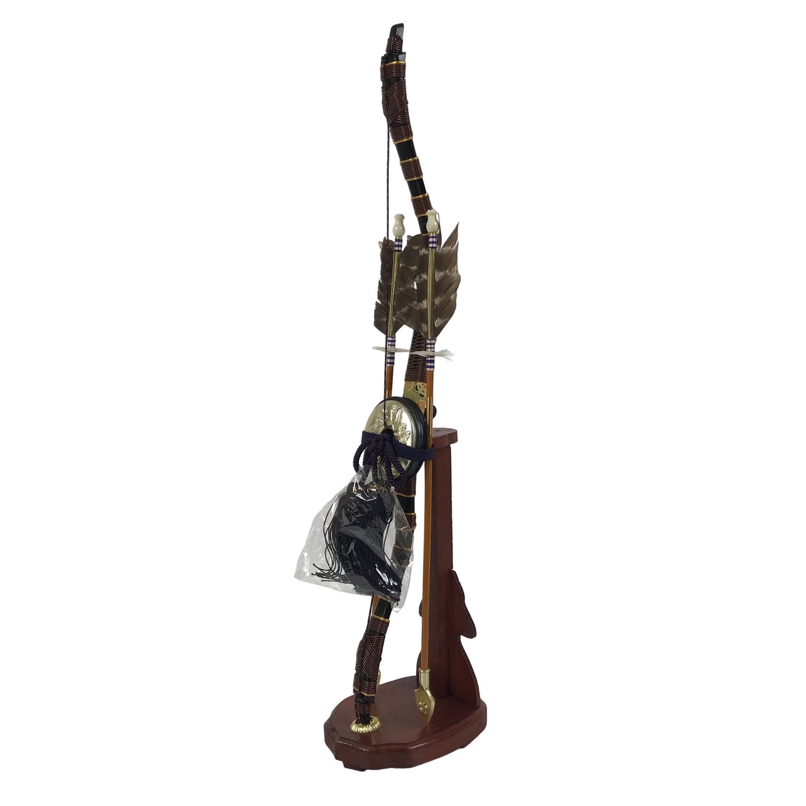 Japanese Bow Arrow Hamayumi Display Stand Vtg Boys Day New Year Wood ID654