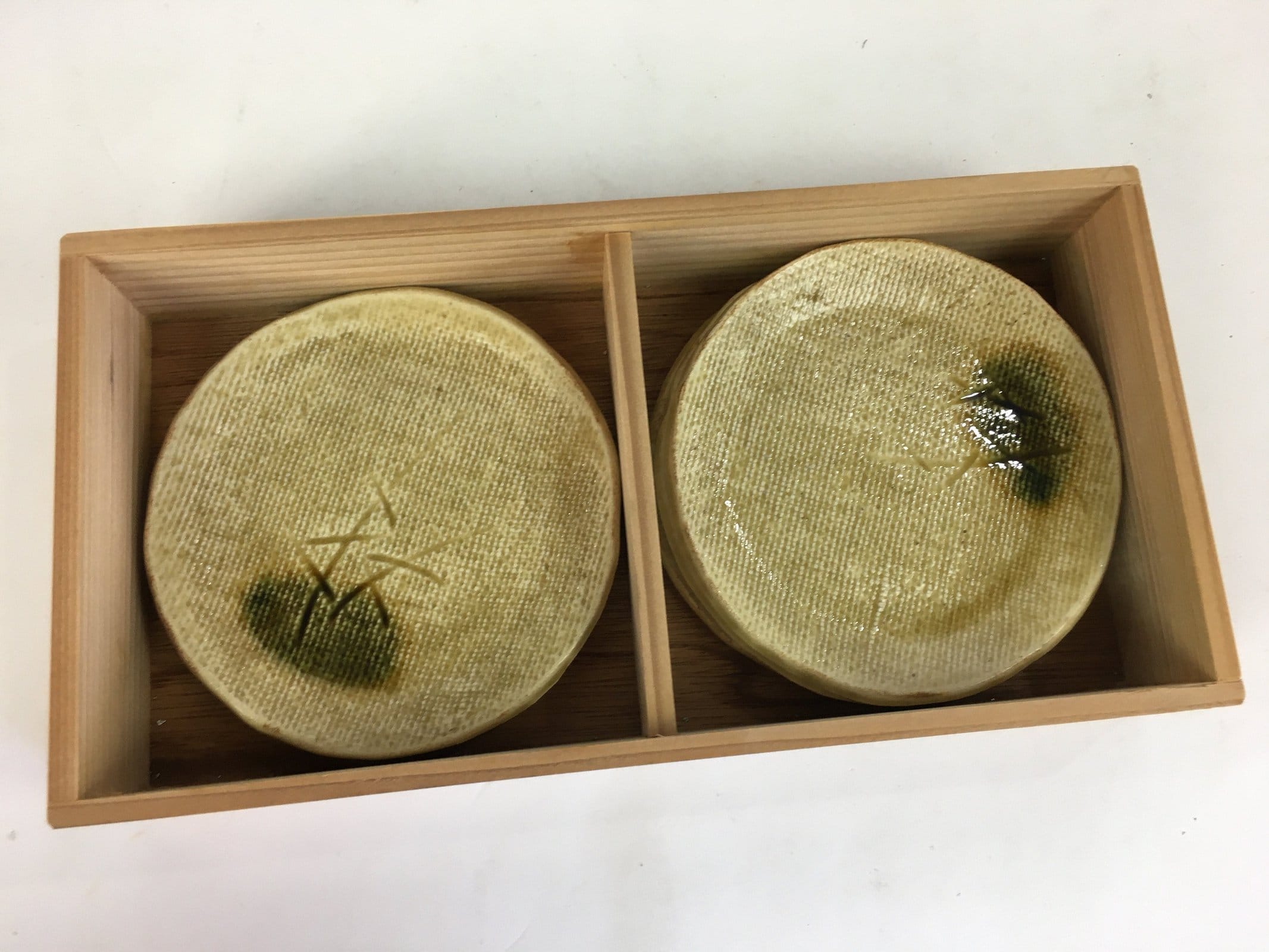 Japanese Boxed Ceramic Plate 5pc Kiseto ware Kozara Vtg Round Pottery Yellow PX5