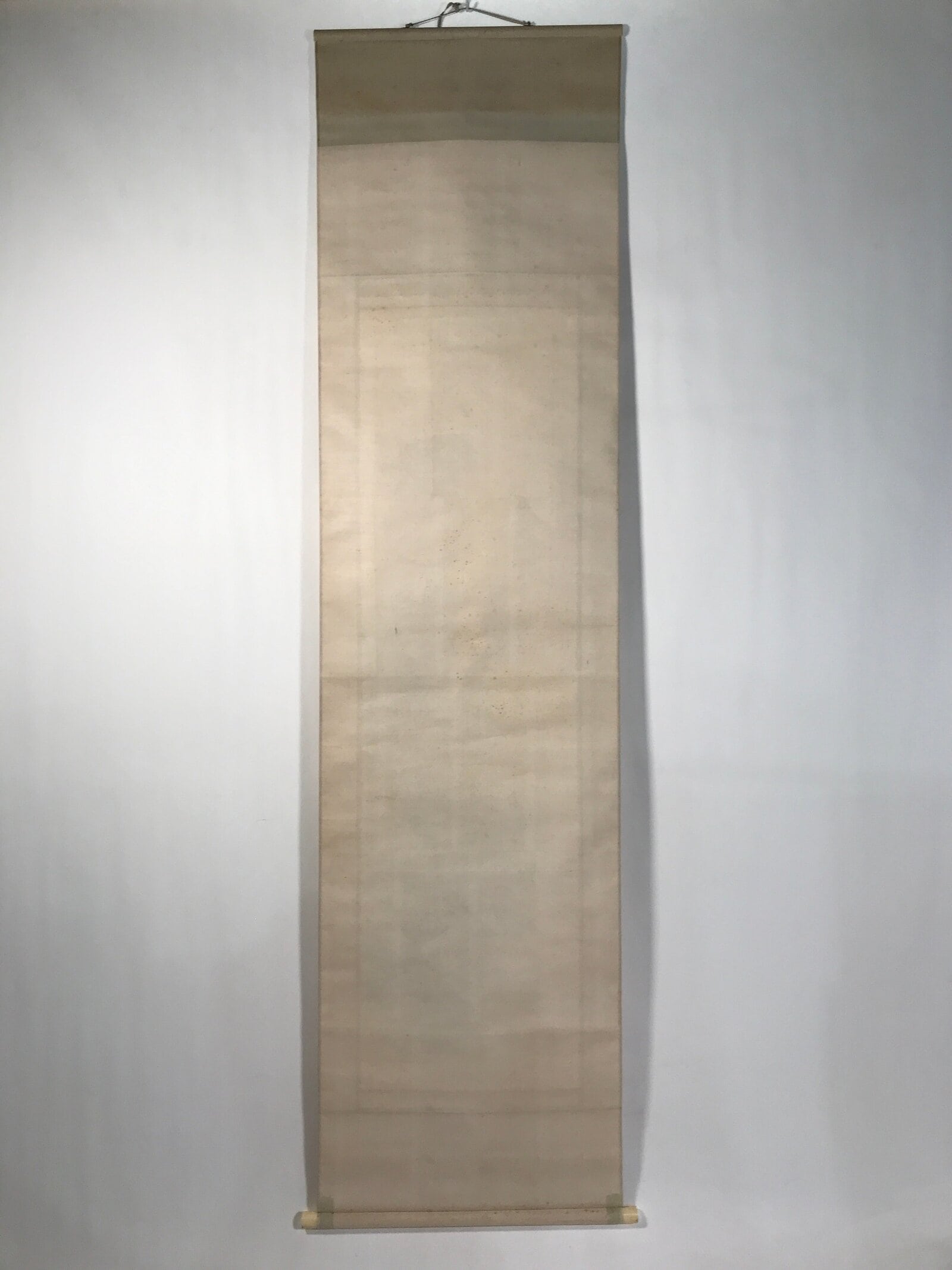 Japanese Boxed Hanging Scroll Kakejiku Vtg Men Boat River Mountains Color KJ138