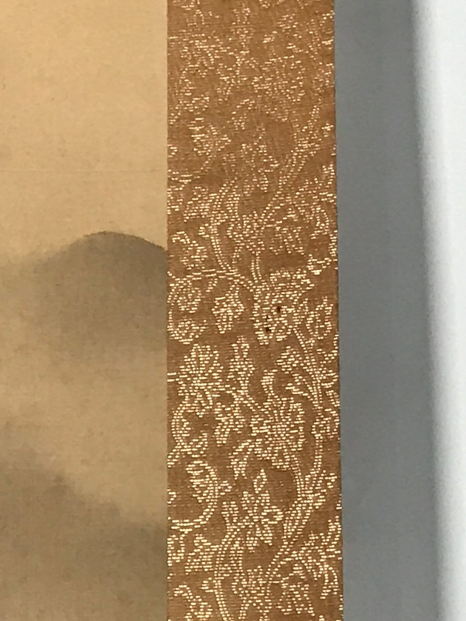 Japanese Boxed Hanging Scroll Kakejiku Vtg River Boat House Mountain Color KJ156