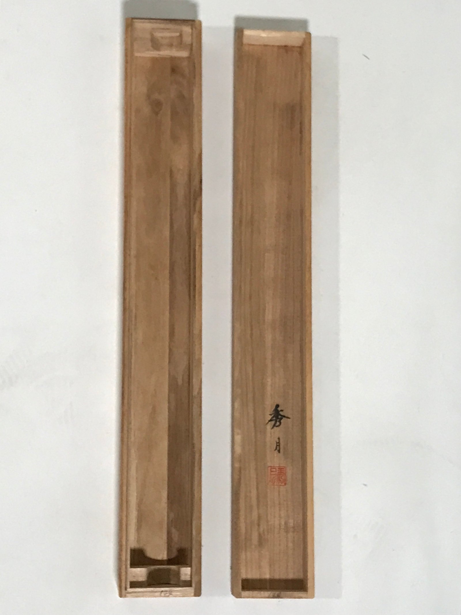 Japanese Boxed Hanging Scroll Kakejiku Vtg River Boat House Mountain Color KJ156