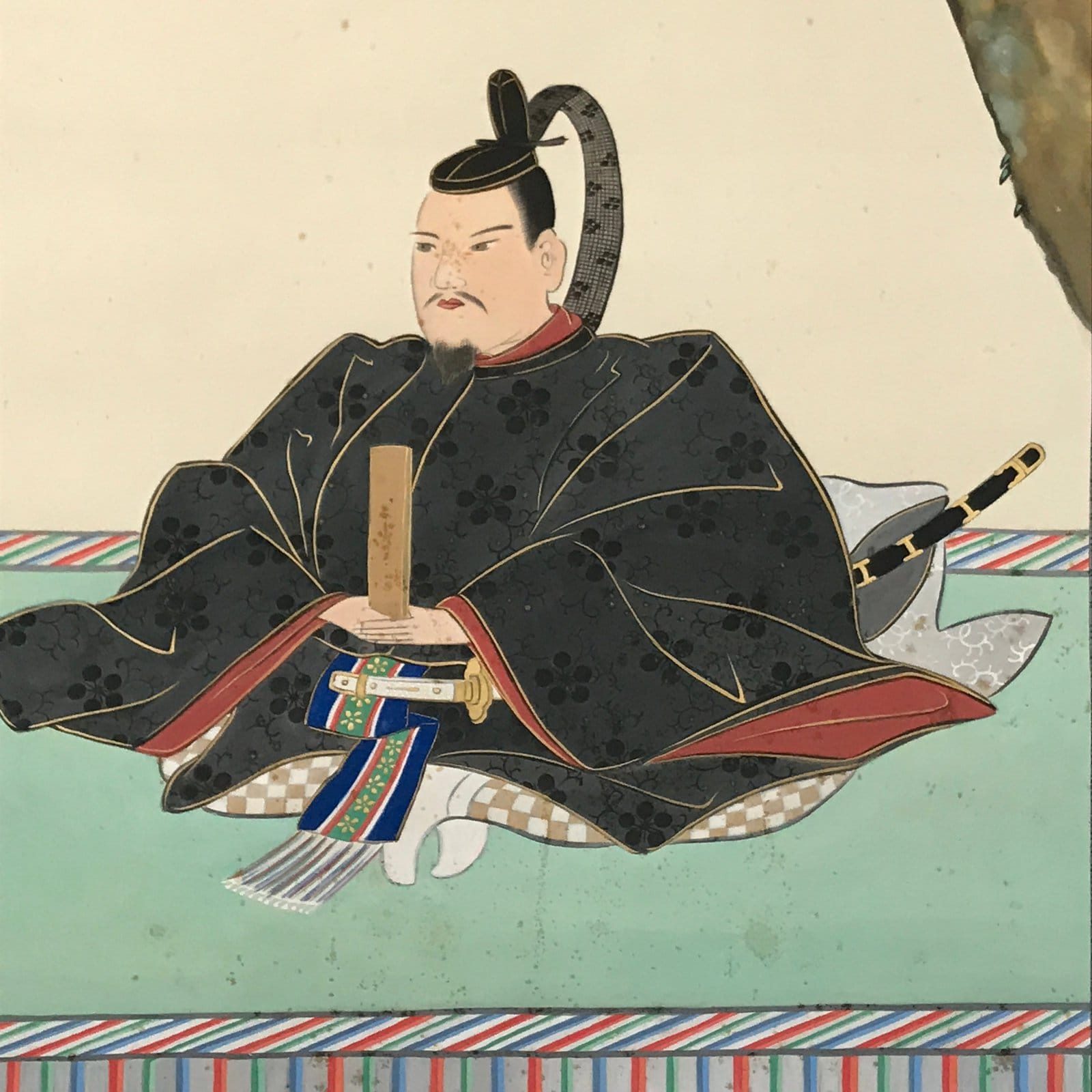 Japanese Boxed Hanging Scroll Vtg Kakejiku Sugawara No Michizane Portrait KJ144