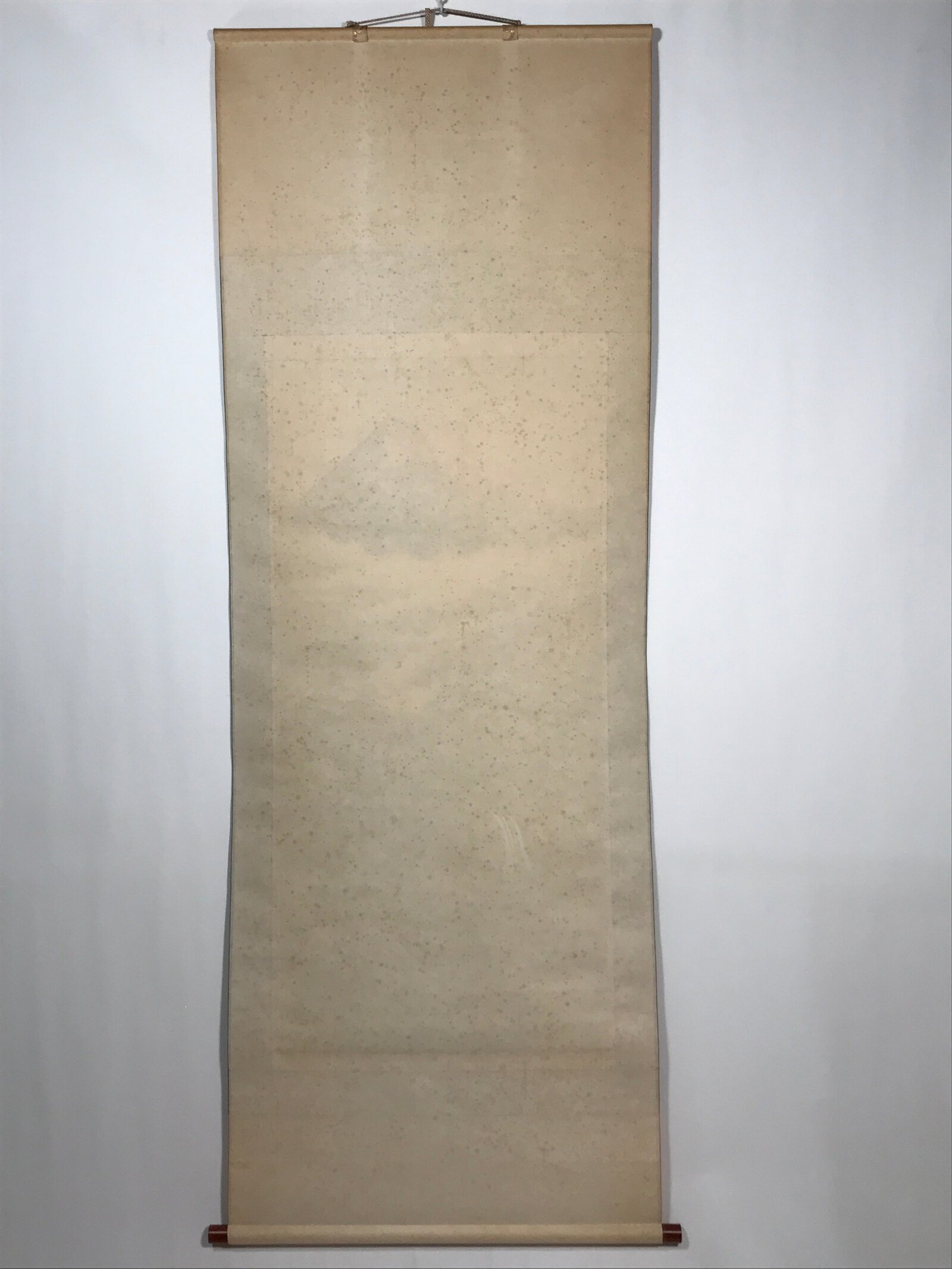 Japanese Boxed Hanging Scroll Vtg Red Fuji Mountains River Sansui SC951