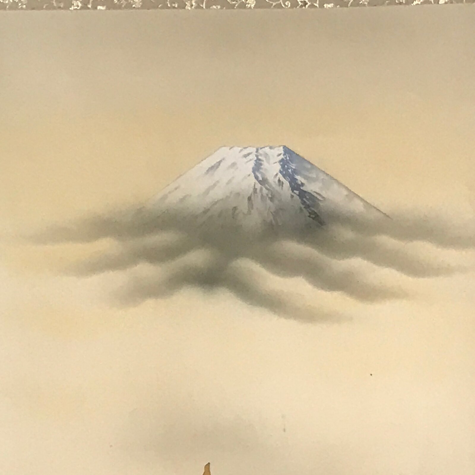 Japanese Boxed Hanging Scroll Vtg Samurai Horse Mount Fuji Color Kakejiku KJ38